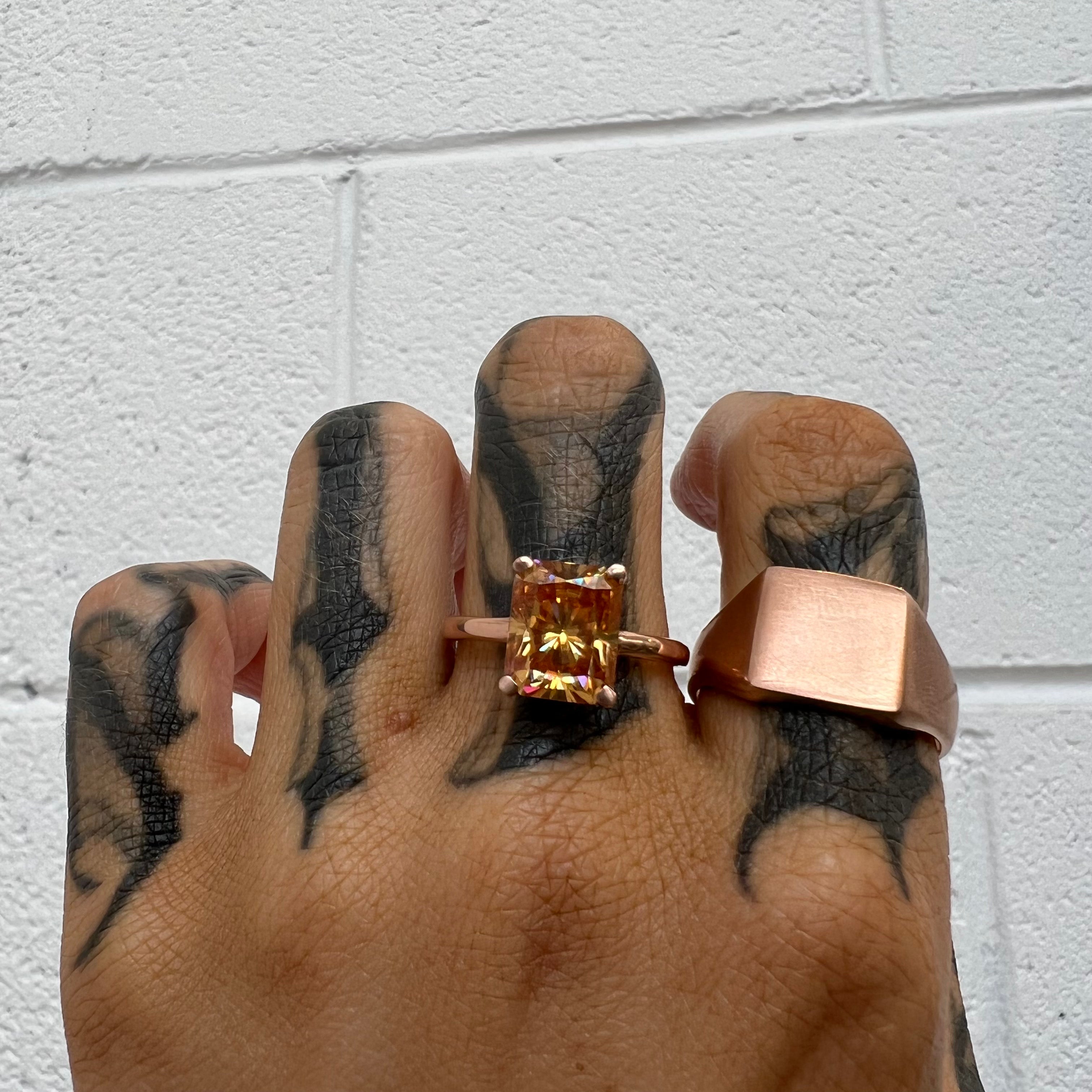 Sunshower - Dark Yellow Moissanite - Rose Gold - Ready to Ship