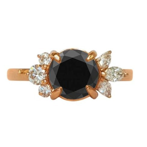 Windfall Jewellery Cleo floral diamond engagement ring in rose gold with marquise and round diamonds forming a petal cluster — elegant handcrafted bridal jewellery Australia.