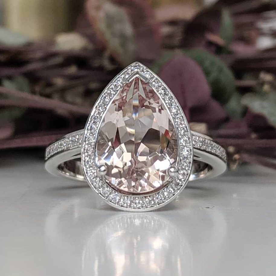 Pear Halo Ring