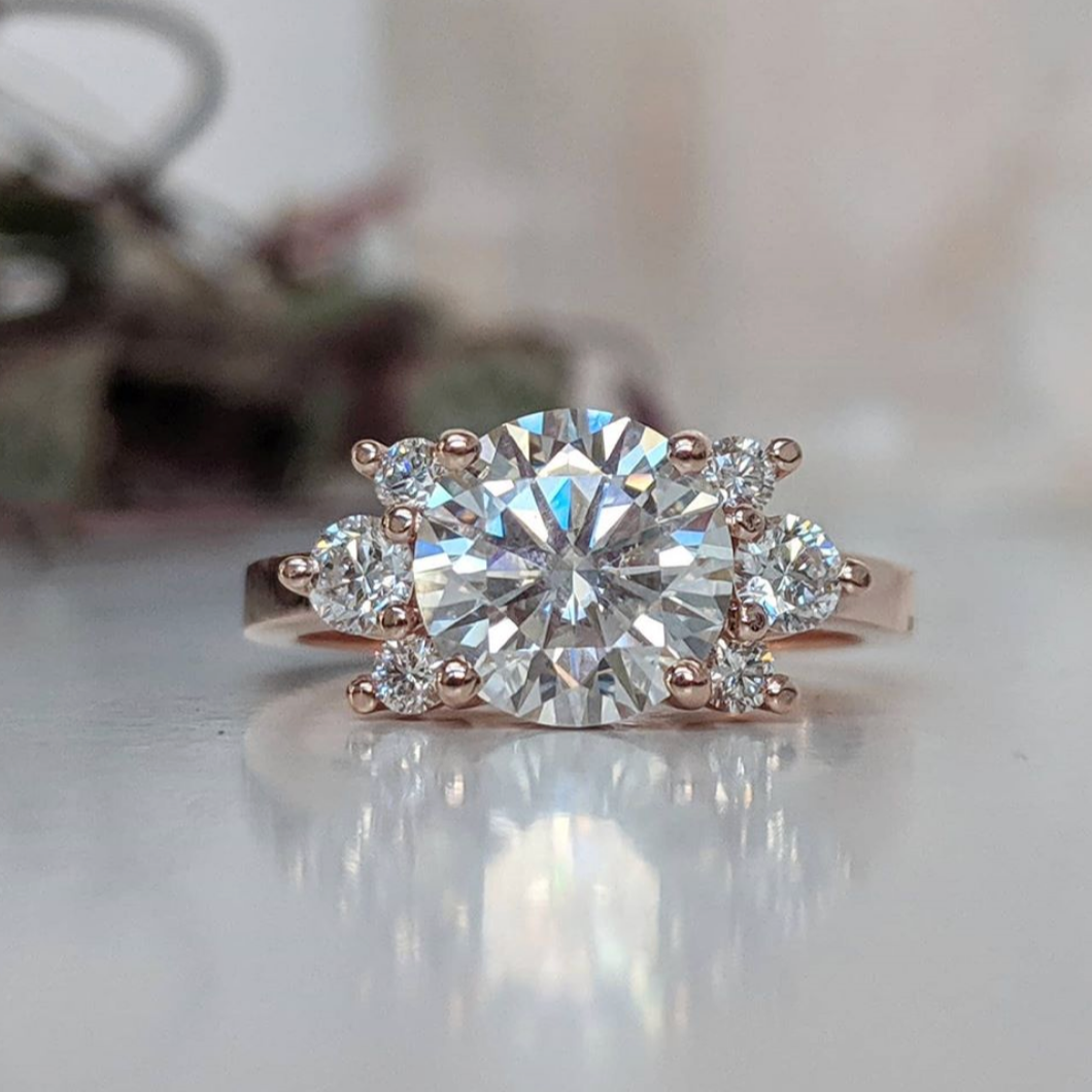 Windfall Jewellery Cleo floral diamond engagement ring in rose gold with marquise and round diamonds forming a petal cluster — elegant handcrafted bridal jewellery Australia.