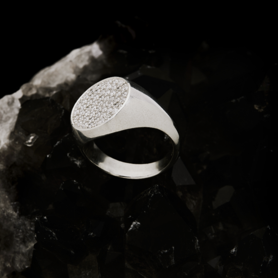 SALE - Iced Out Round Signet