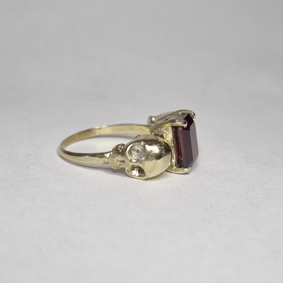 Watery Grave - Yellow Gold + Garnet- Ready to Ship