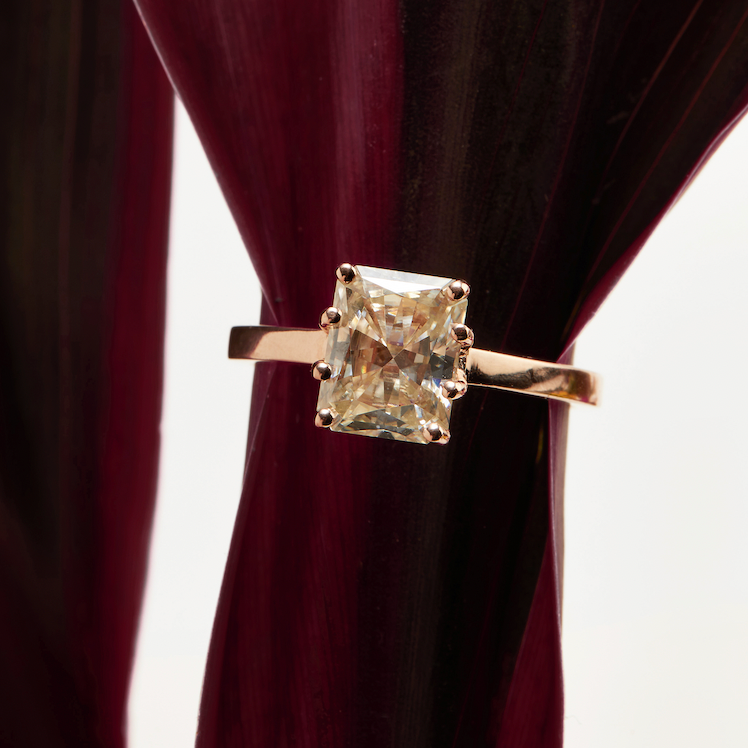 Floating Solitaire Series - Emerald Cut - Rose Gold - Ready to Ship