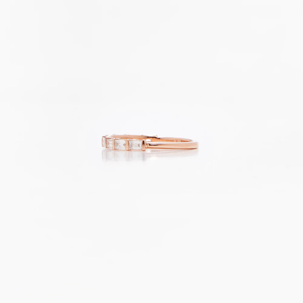 Chunky Baguette Band - White Diamonds - Rose Gold - Ready to Ship