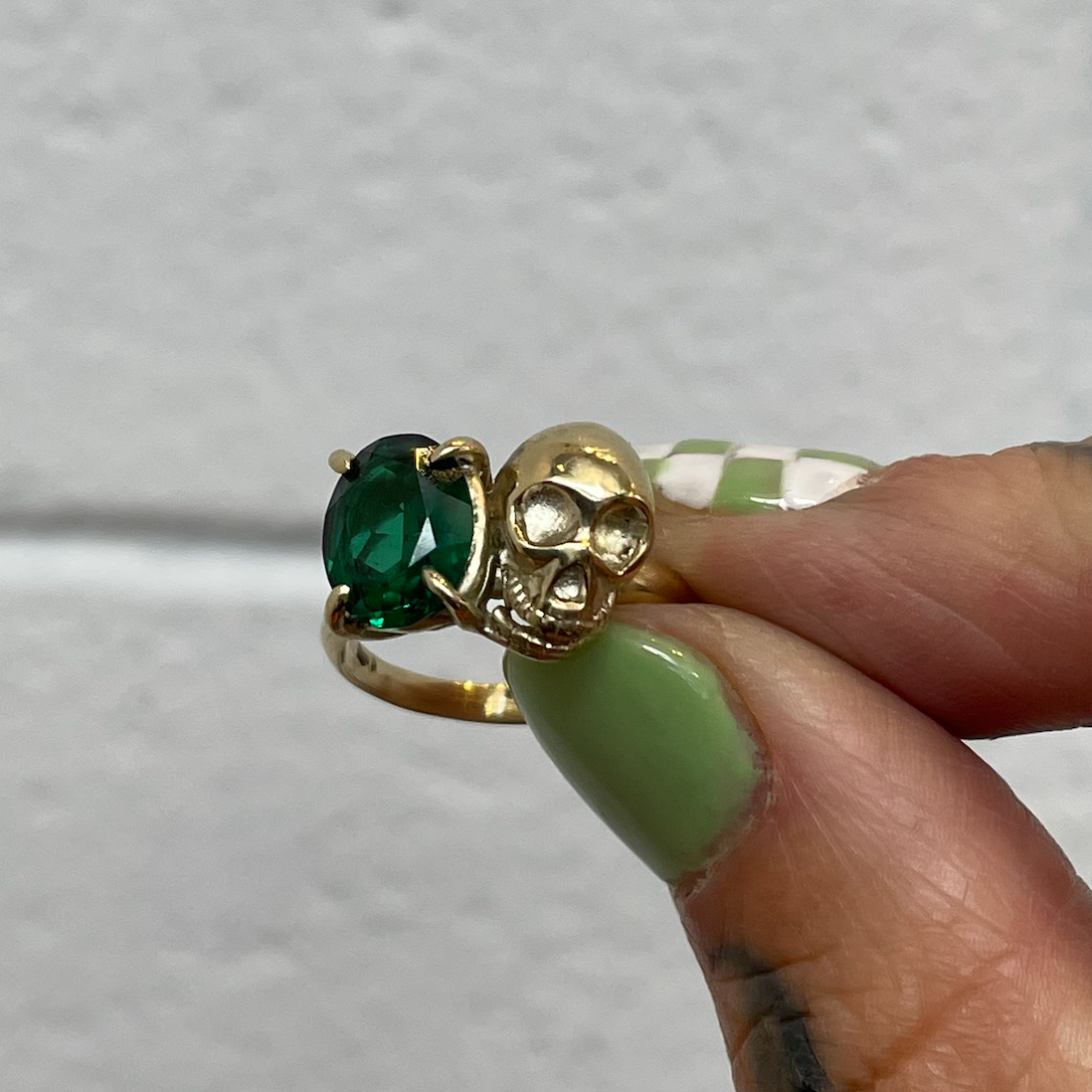 The Bitter End Ring Imitation Emerald Ready to Ship Windfall Jewellery