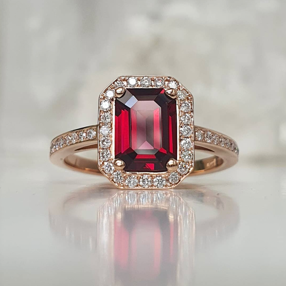 Emerald Cut Halo Ring