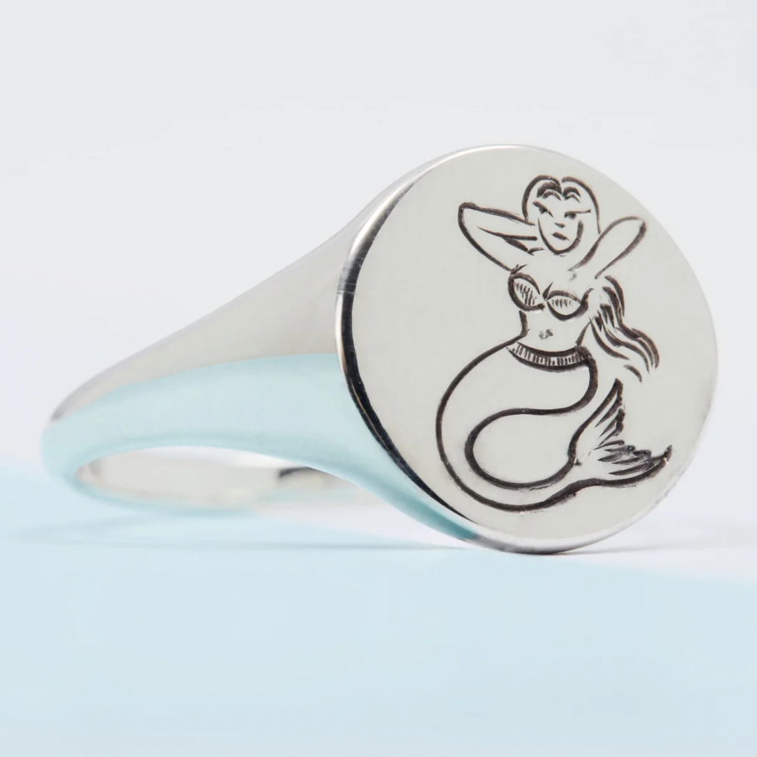 Mermaid Signet Sterling Silver Ready to Ship Windfall Jewellery