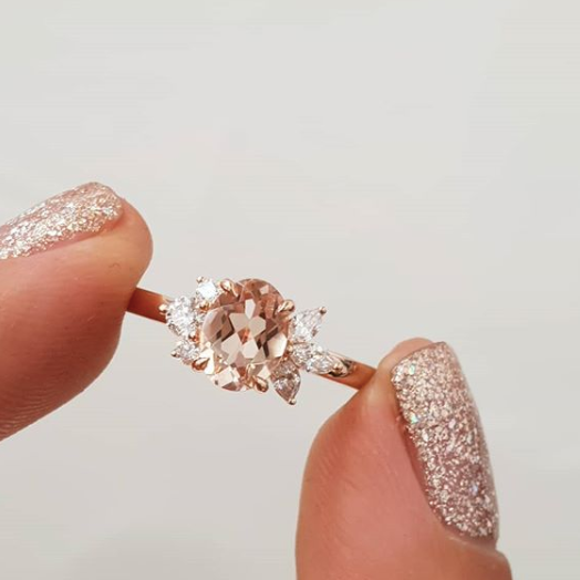 Windfall Jewellery Cleo floral diamond engagement ring in rose gold with marquise and round diamonds forming a petal cluster — elegant handcrafted bridal jewellery Australia.
