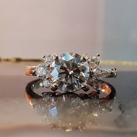 Windfall Jewellery Cleo floral diamond engagement ring in rose gold with marquise and round diamonds forming a petal cluster — elegant handcrafted bridal jewellery Australia.