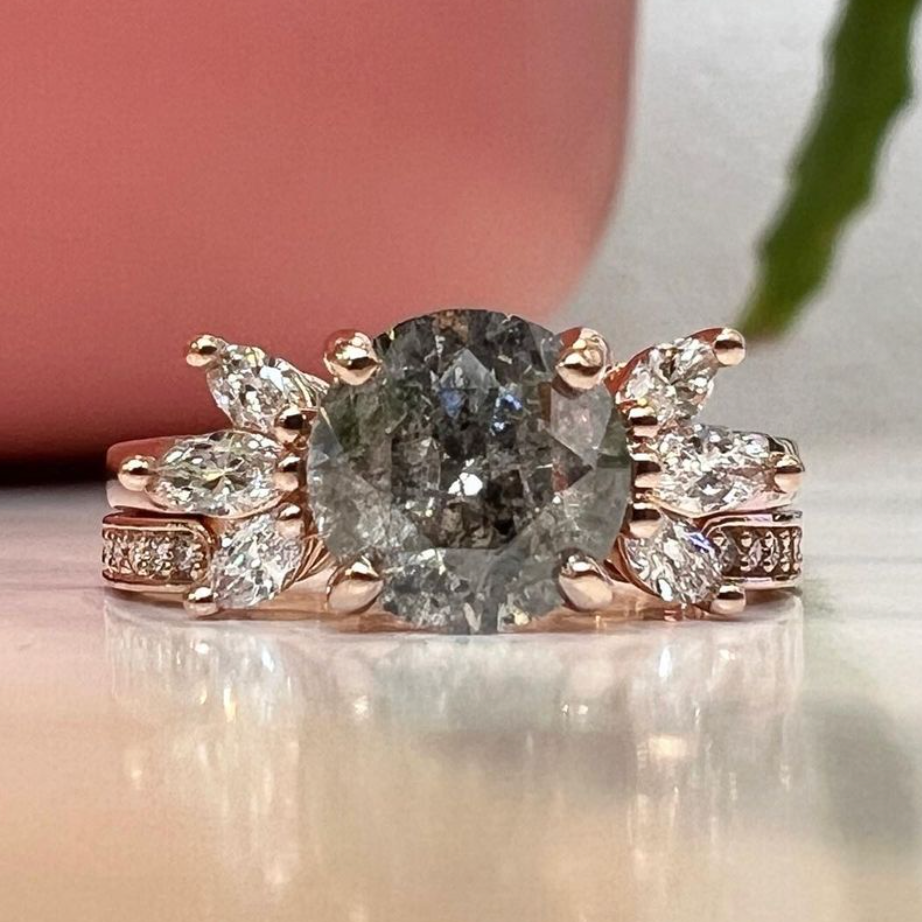 Windfall Jewellery Cleo floral diamond engagement ring in rose gold with marquise and round diamonds forming a petal cluster — elegant handcrafted bridal jewellery Australia.