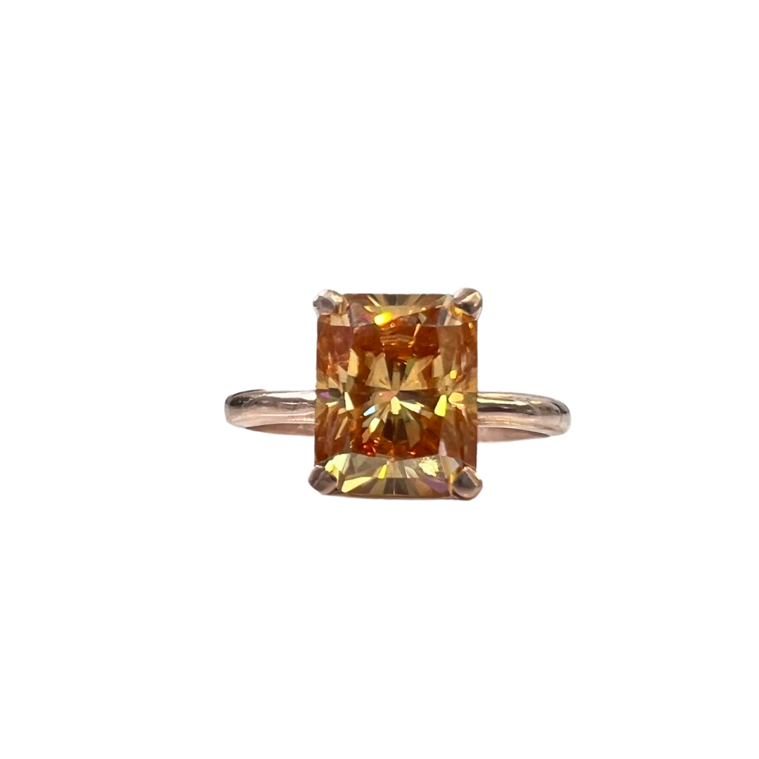 Sunshower - Dark Yellow Moissanite - Rose Gold - Ready to Ship
