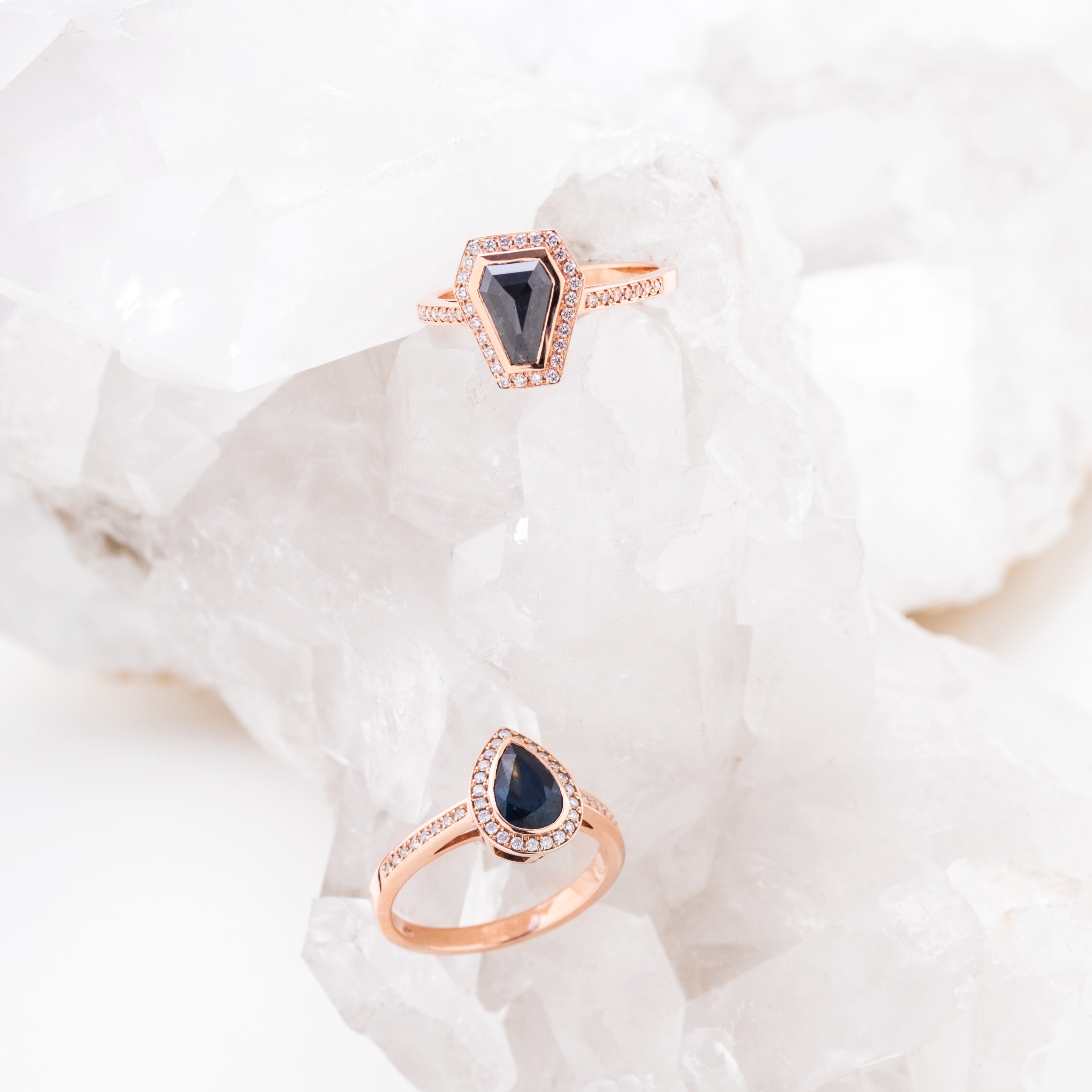 Pear Halo Ring - Bezel Set