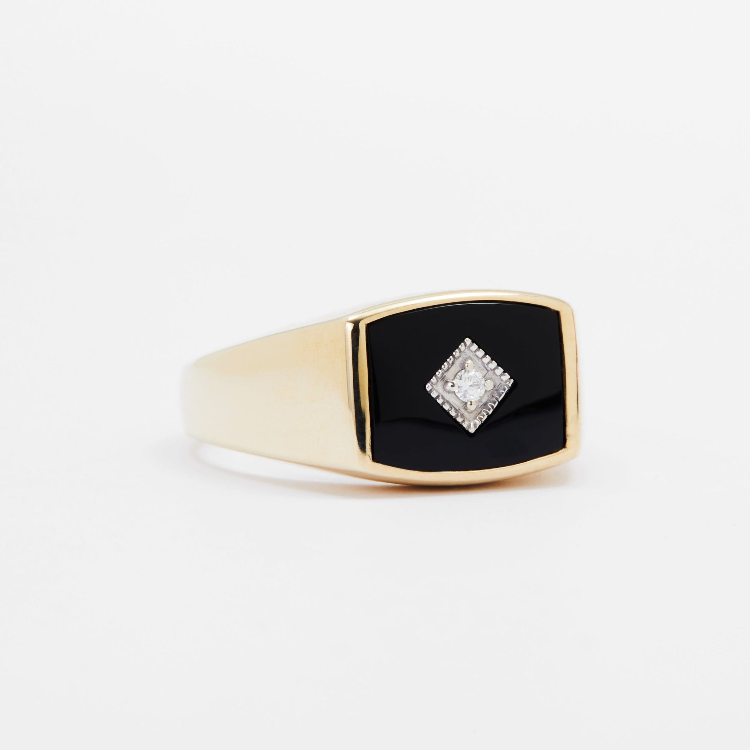 $ALE - Baltimore Black Onyx Signet - Diamond Set