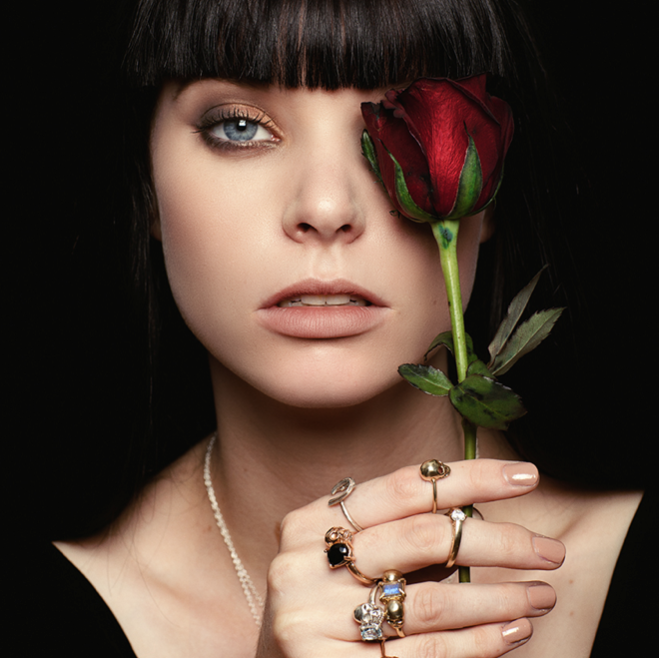 skull ring on glamour model by windfall jewellery