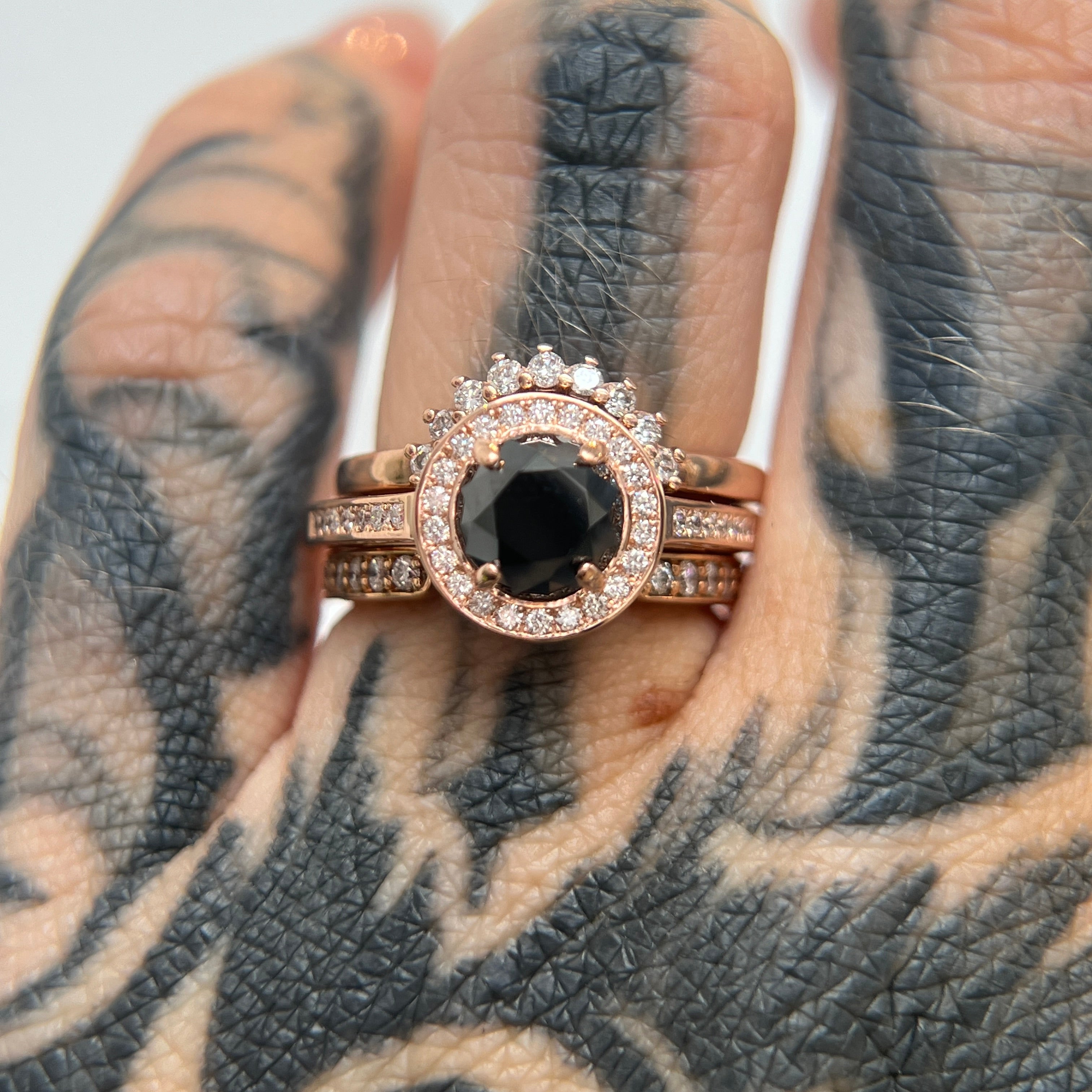 Round halo diamond engagement ring in yellow gold with a thicker pavé band, photographed on a clean white background — elegant bridal jewellery windfall jewellery