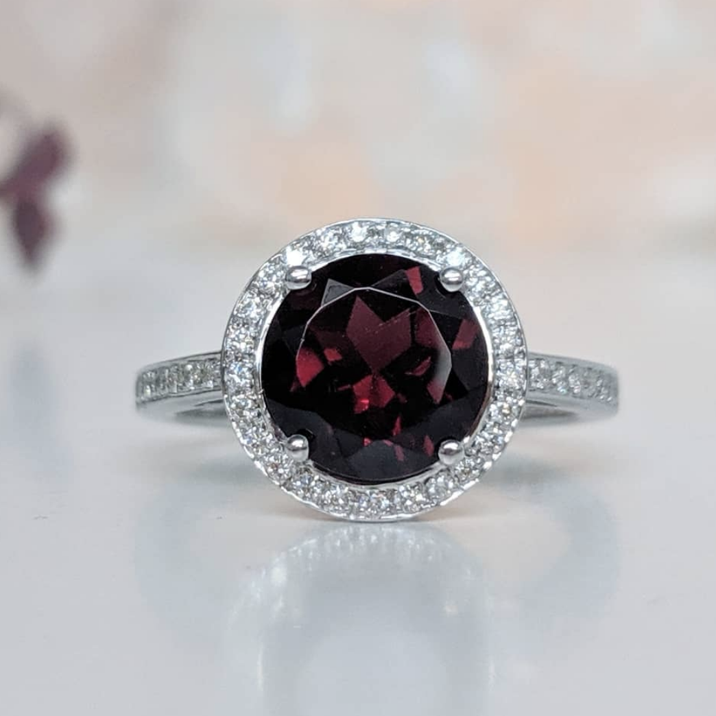 Round halo diamond engagement ring in yellow gold with a thicker pavé band, photographed on a clean white background — elegant bridal jewelry- windfall jewellery