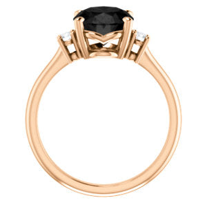 Windfall Jewellery Lotus Oval black diamond engagement ring in rose gold with minimalist three-stone design — handcrafted fine jewellery Australia