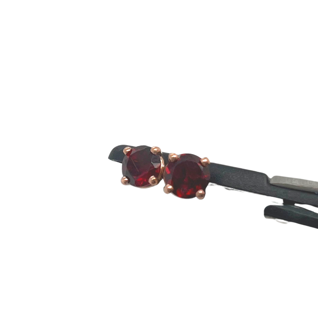 Garnet Earrings - 6mm - Rose Gold - Ready to Ship
