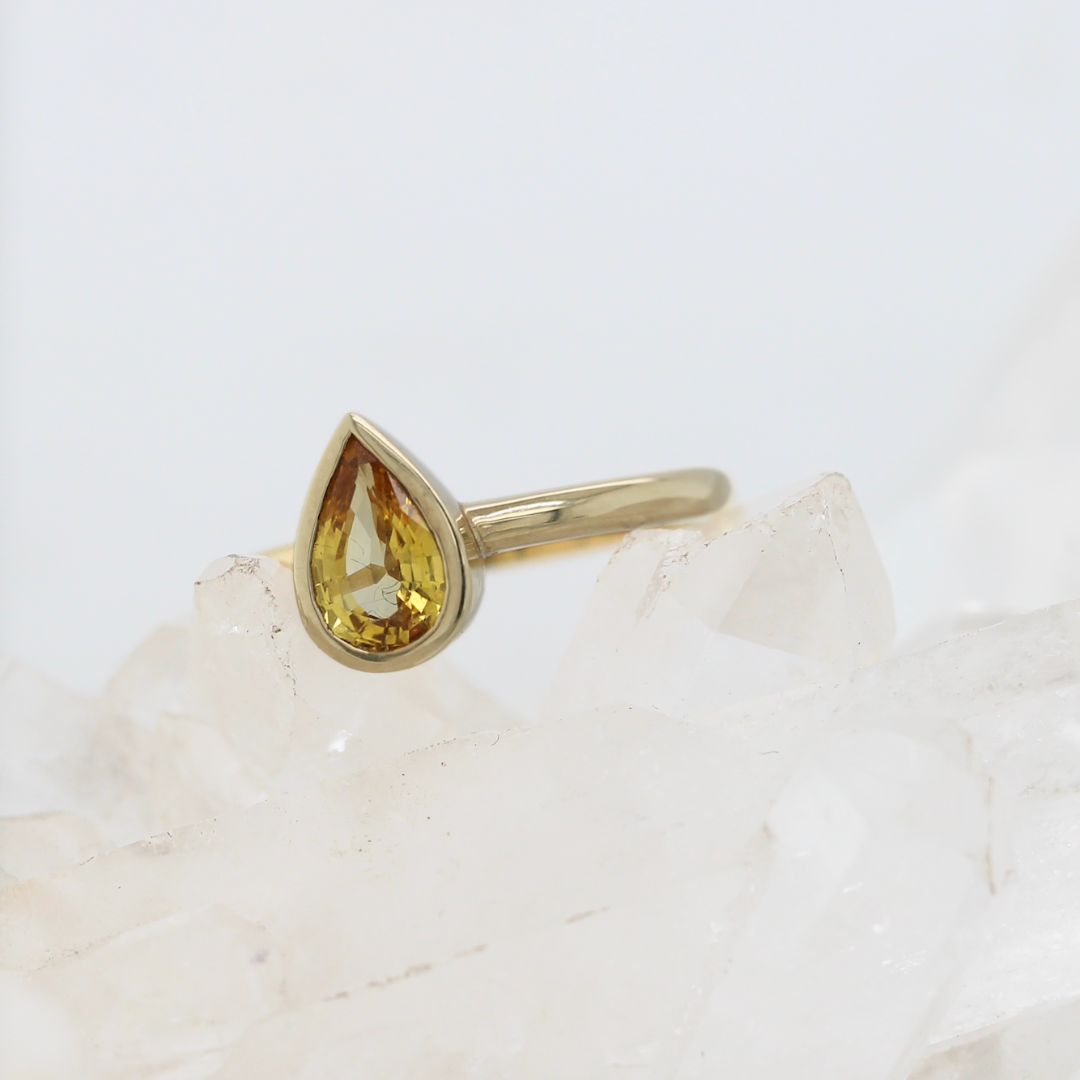 Bezel set pear solitaire Citrine Ready to Ship Windfall