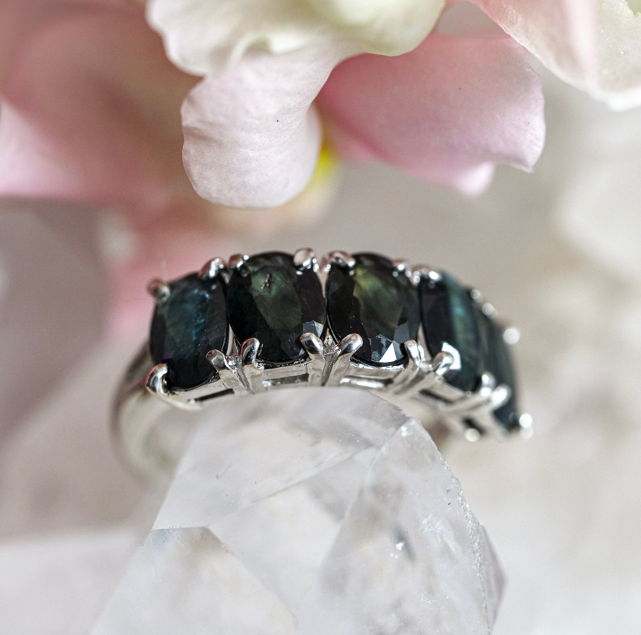 Five Sapphire Band Claw Set - Ready to Ship