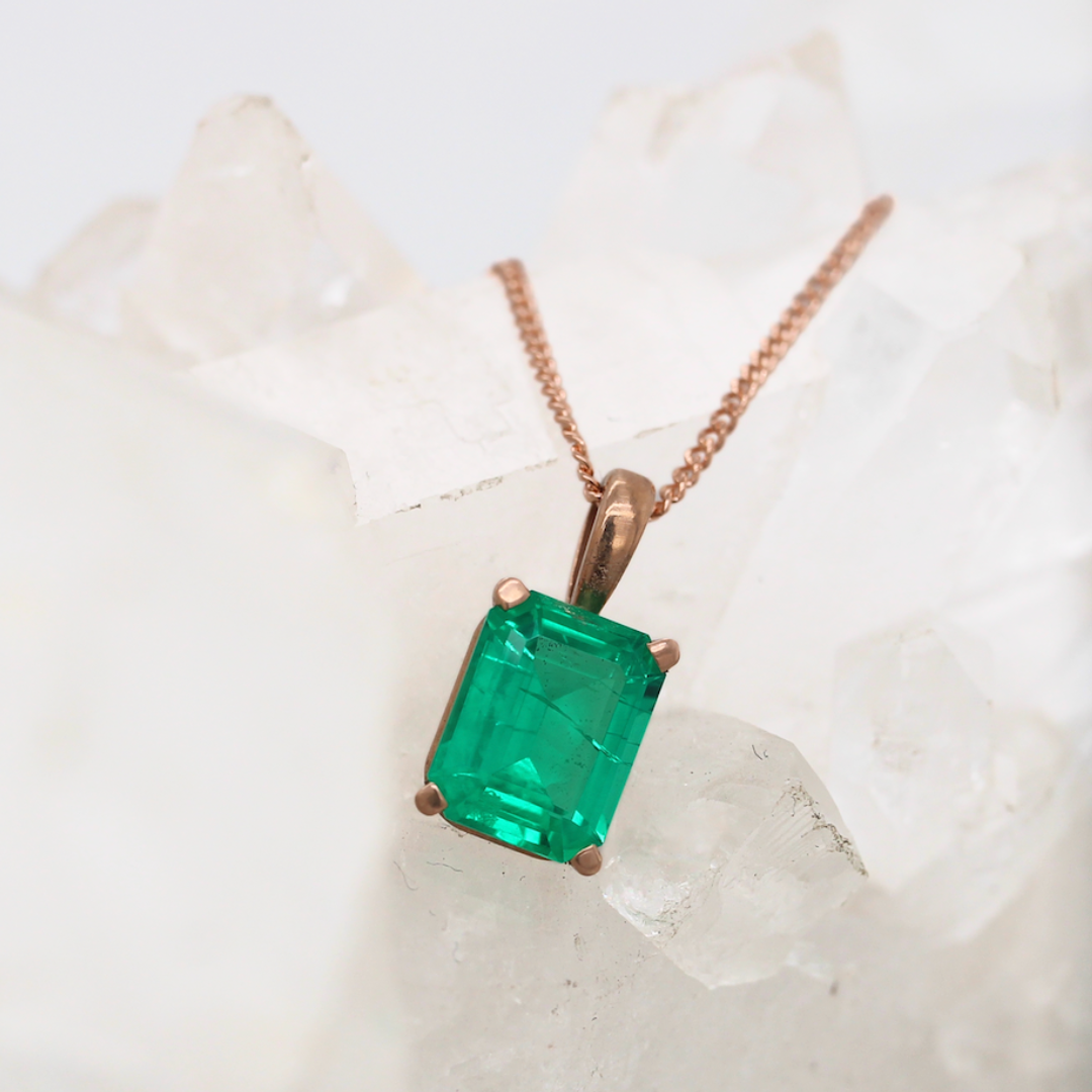 Lab Grown Emerald Pendant - Ready to Ship