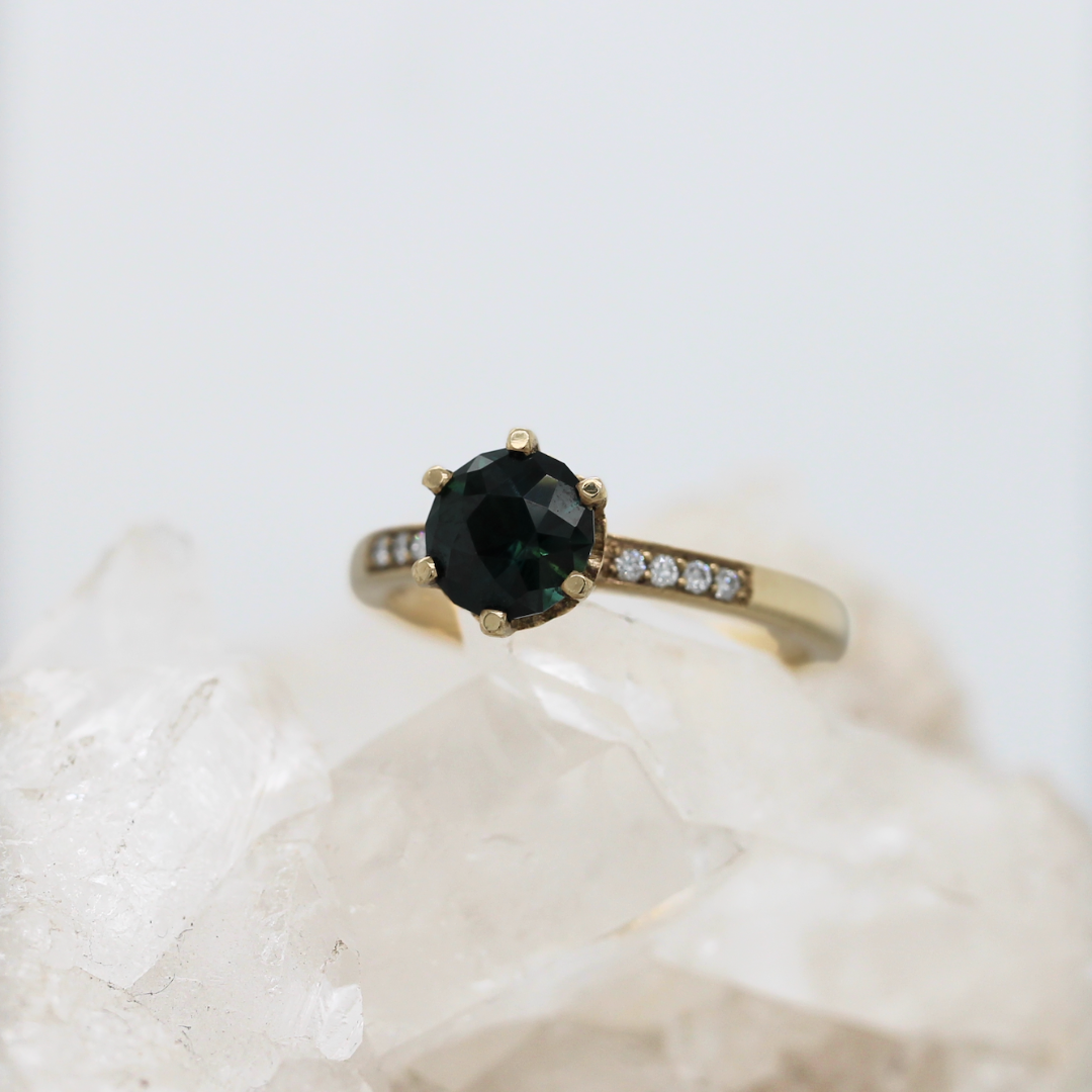 SALE - Poppy Solitaire - Teal Sapphire