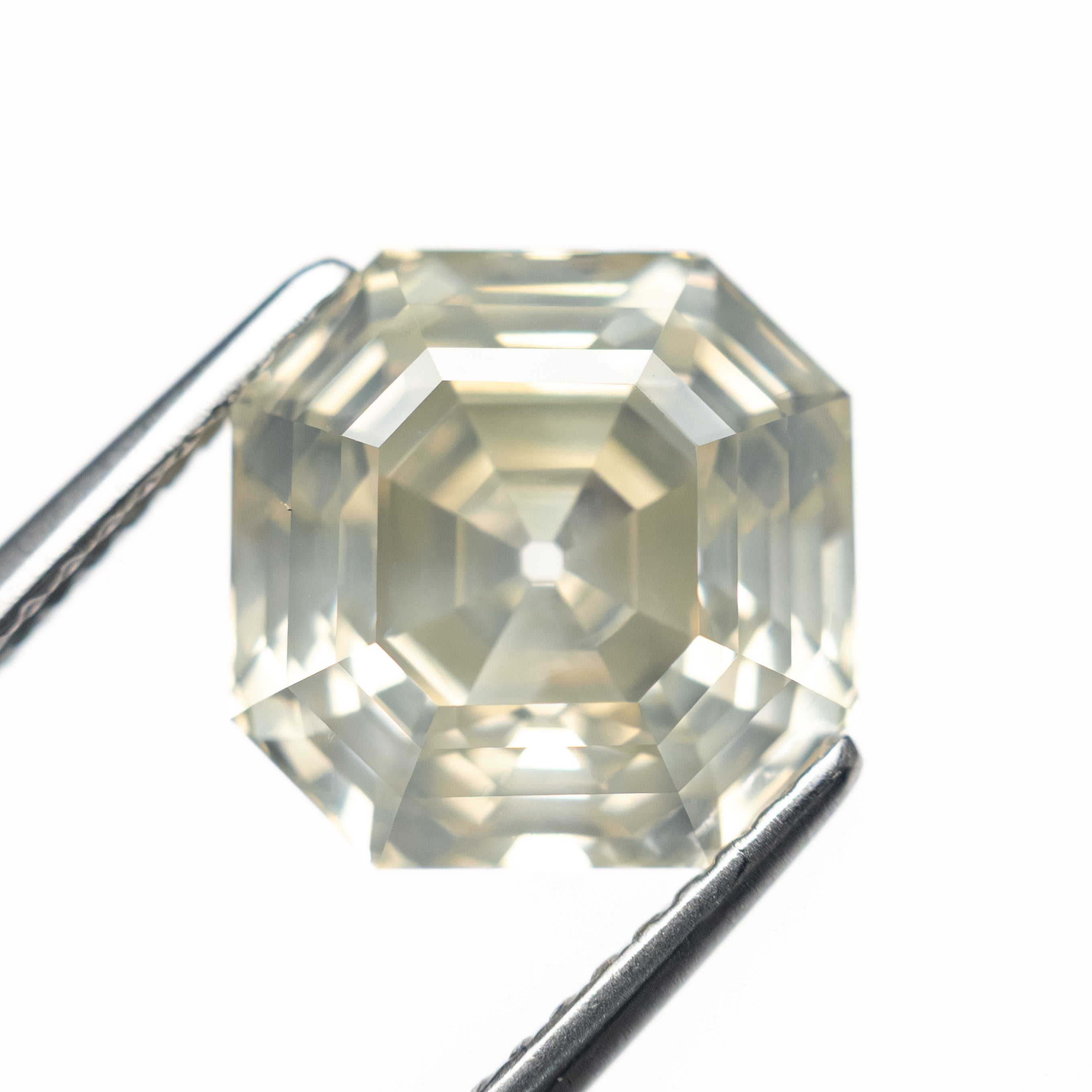 5.51ct 9.76x9.75x6.75mm GIA I1 Fancy Greyish Greenish Yellow Cut Corner Square Step Cut 28026-01