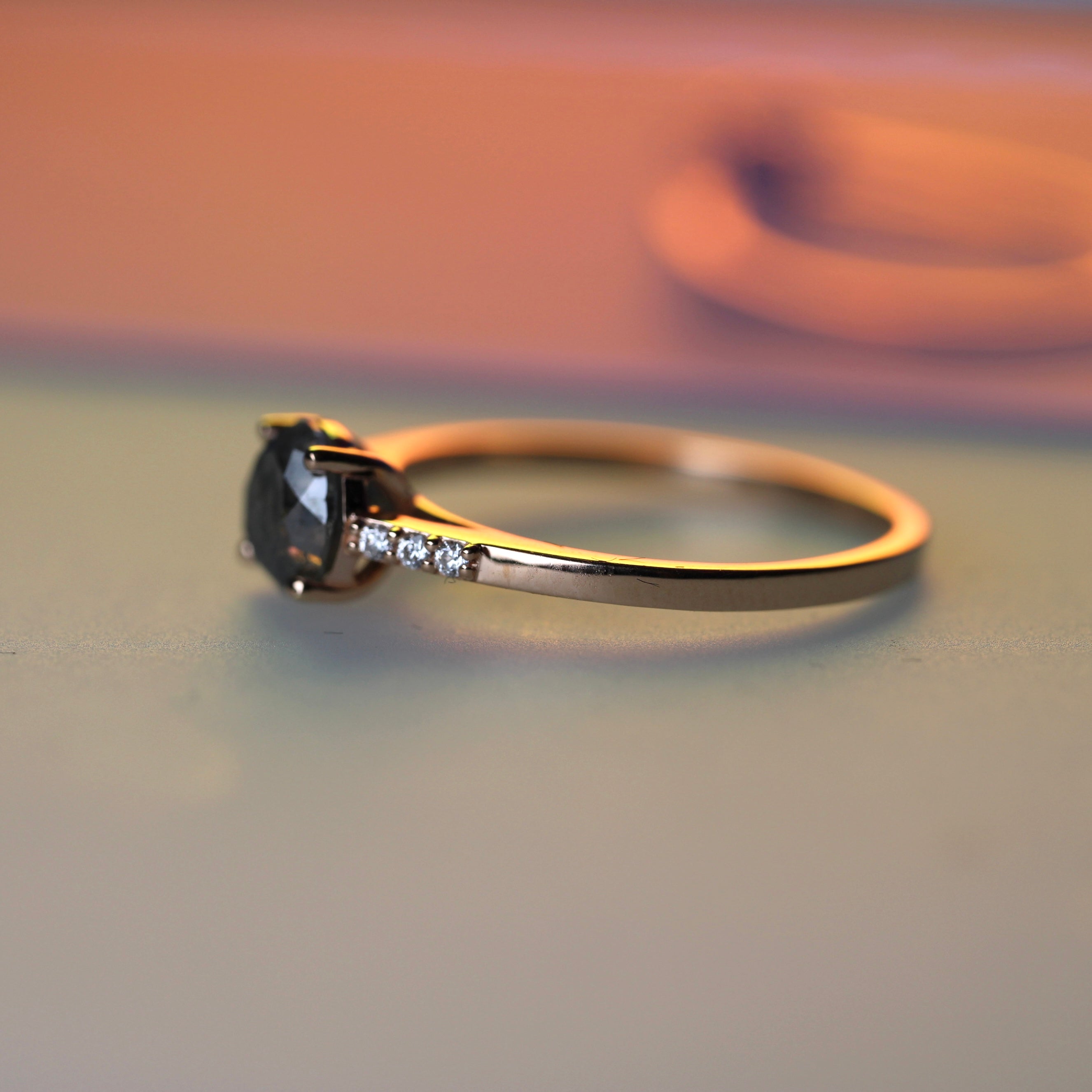 Bespoke -  Salt + Pepper Accented Solitaire - Rose Gold