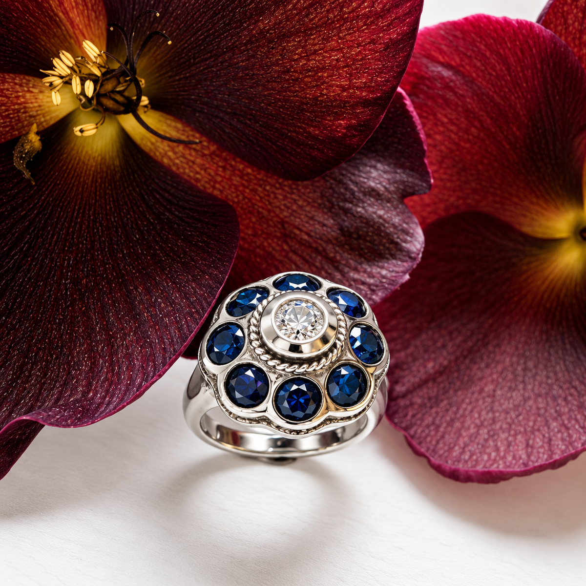 VINTAGE BIJOUX - Sapphire Cluster