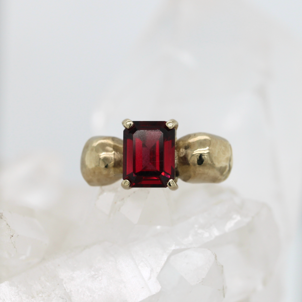 Watery Grave - Yellow Gold + Garnet- Ready to Ship