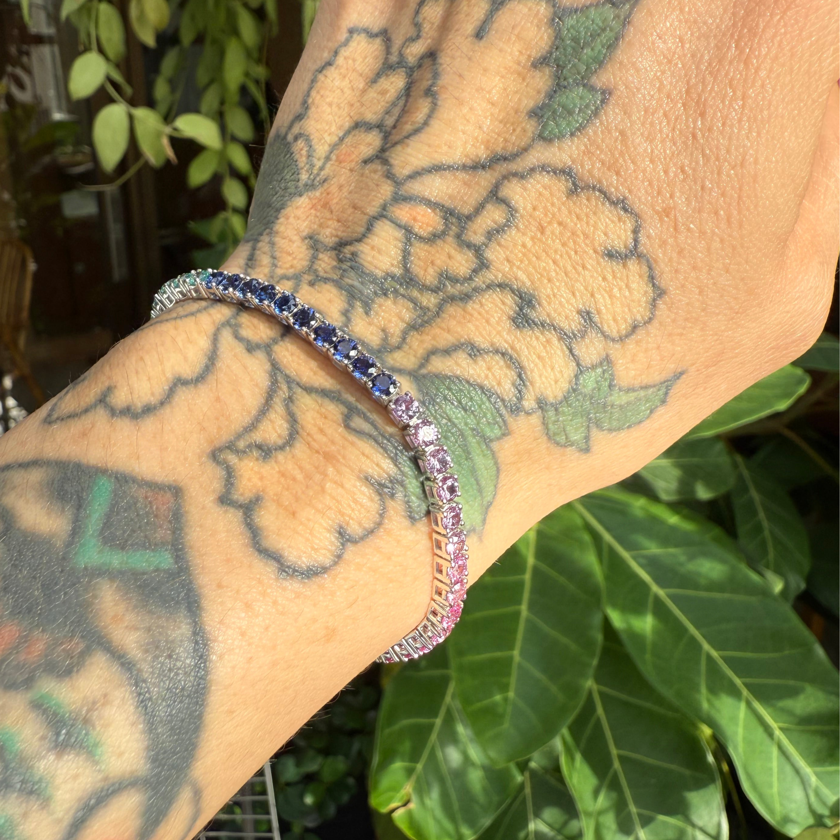 Rainbow Sapphire Tennis Bracelet - Round