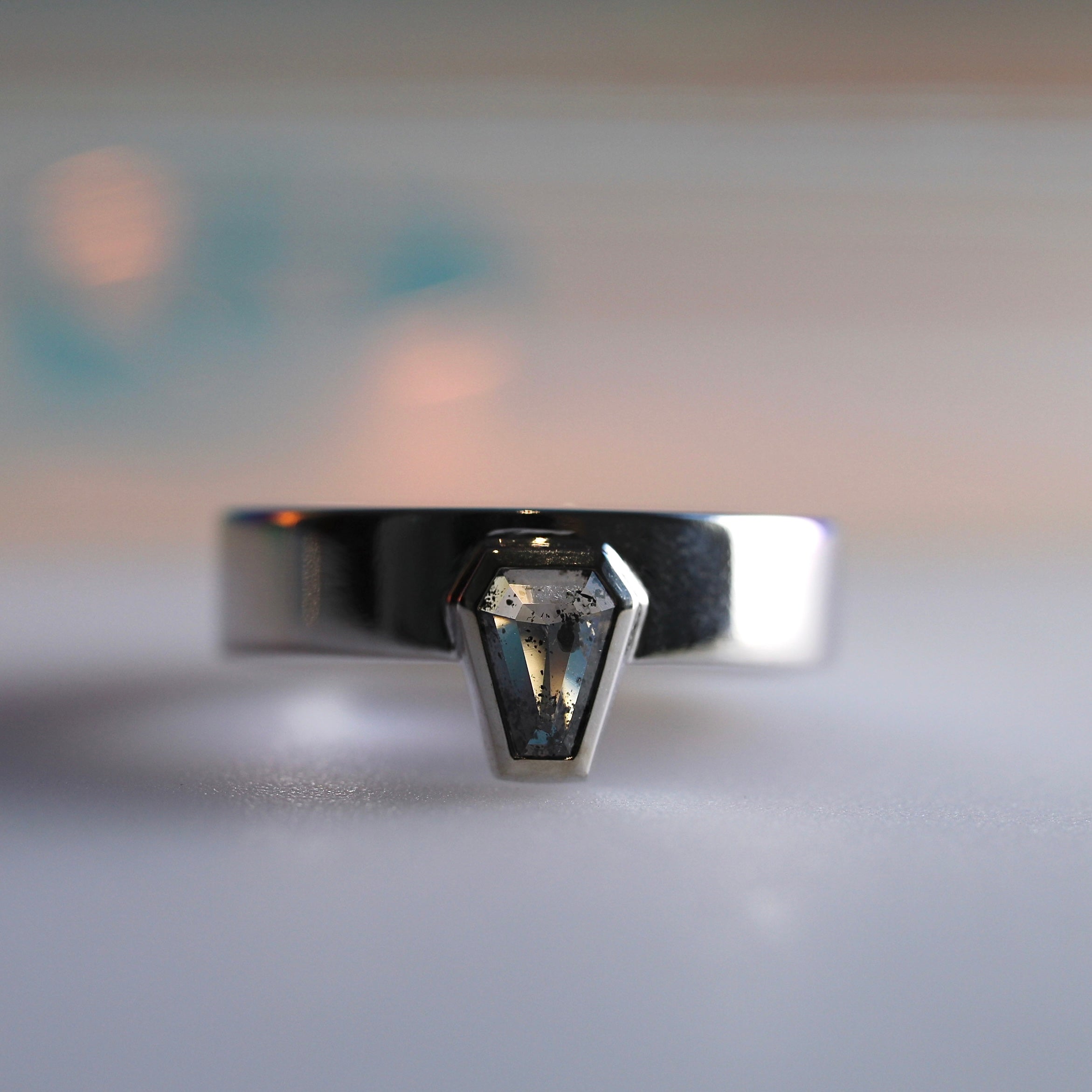 Bespoke-  Coffin Band - White Gold