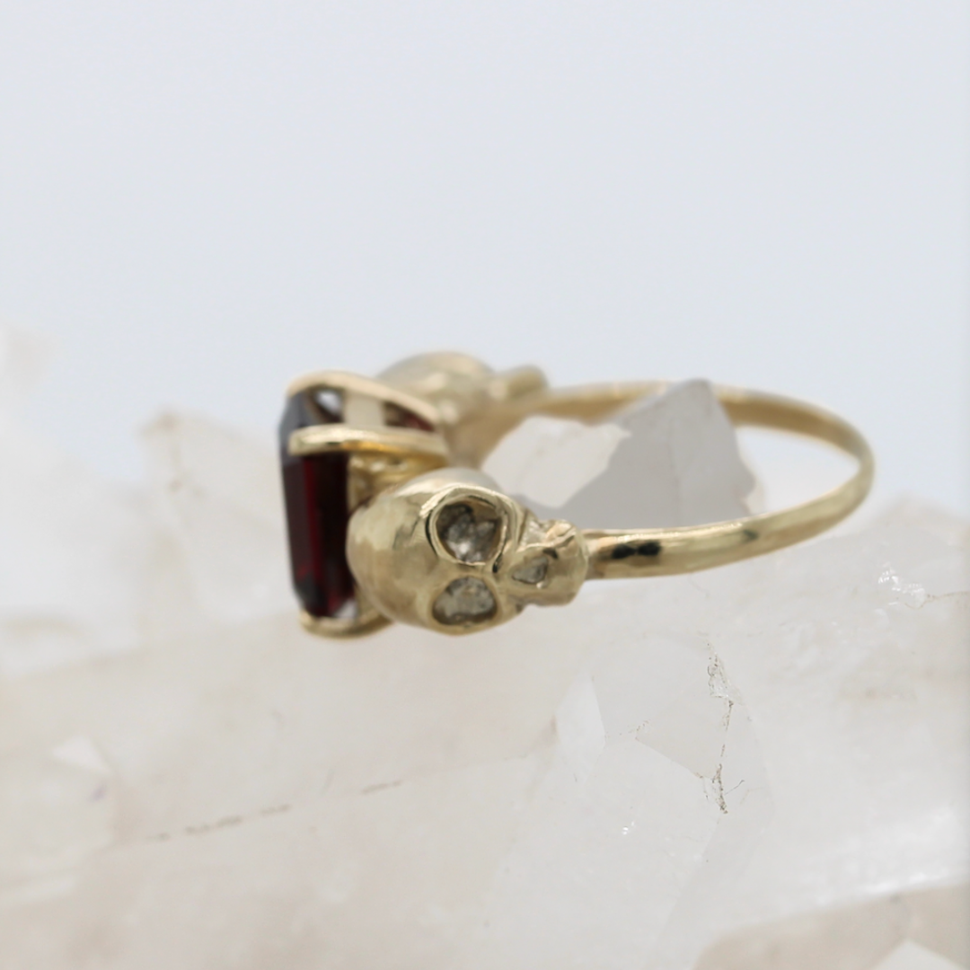 Watery Grave - Yellow Gold + Garnet- Ready to Ship
