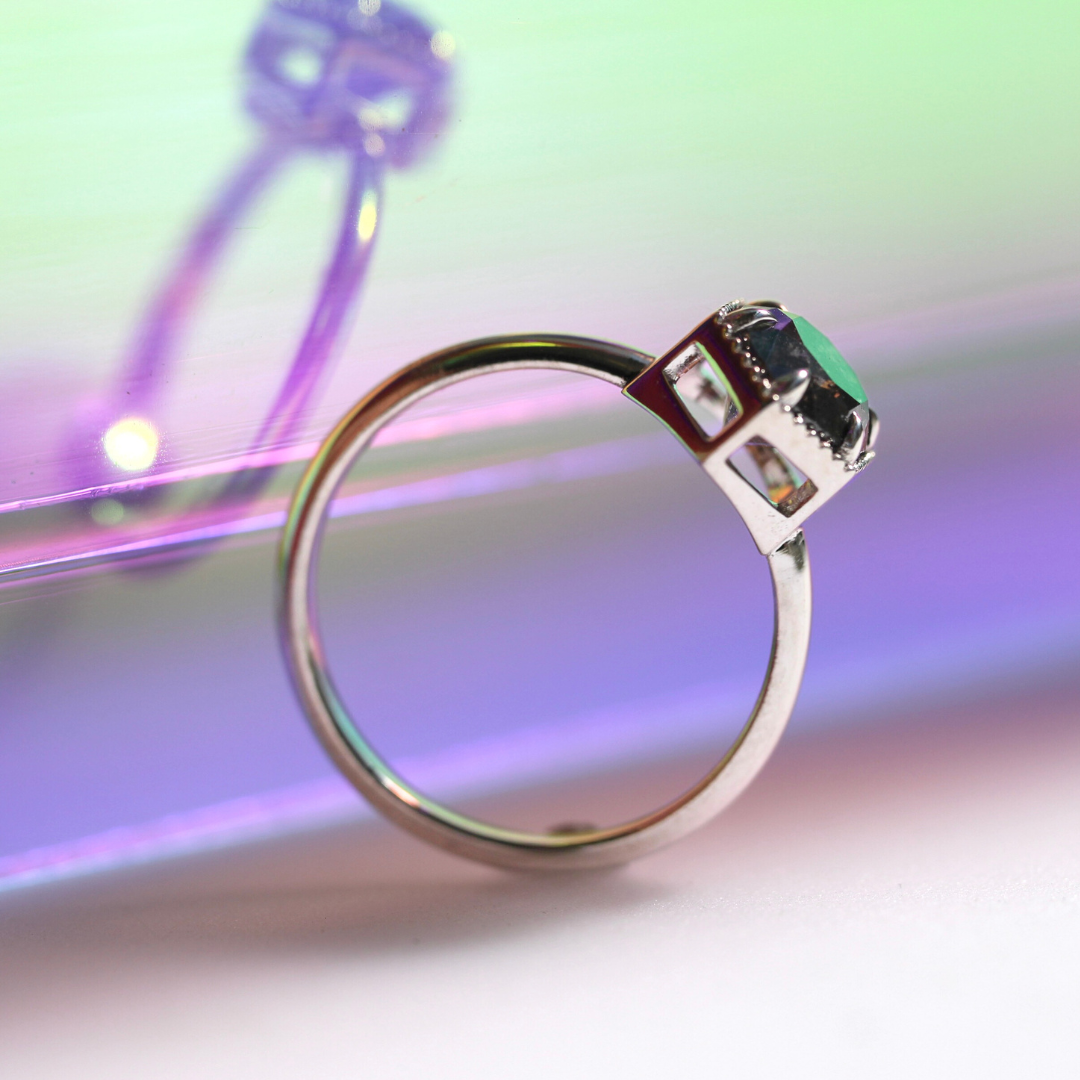 Bespoke -  Hex Halo - Salt + Pepper Diamond - 18CT White Gold