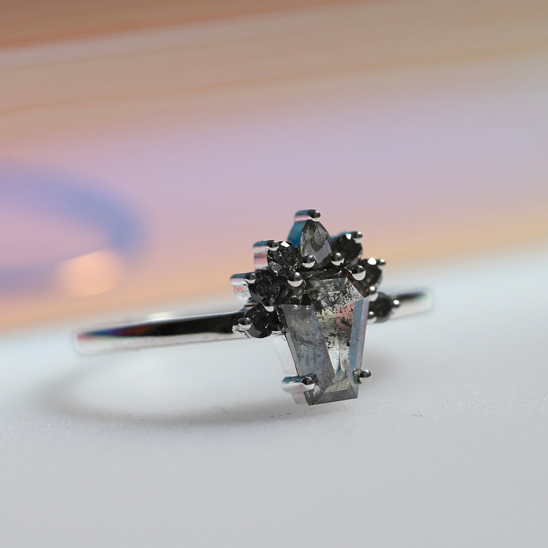 Bespoke - Accented Coffin Solitaire - 18CT White Gold