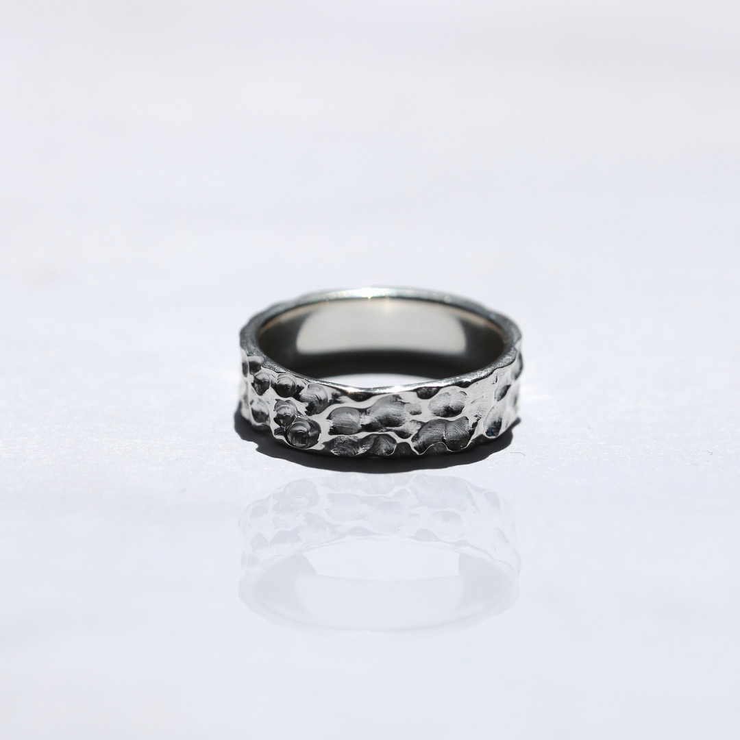 heavily textured mens wedding band made in melbourne australia