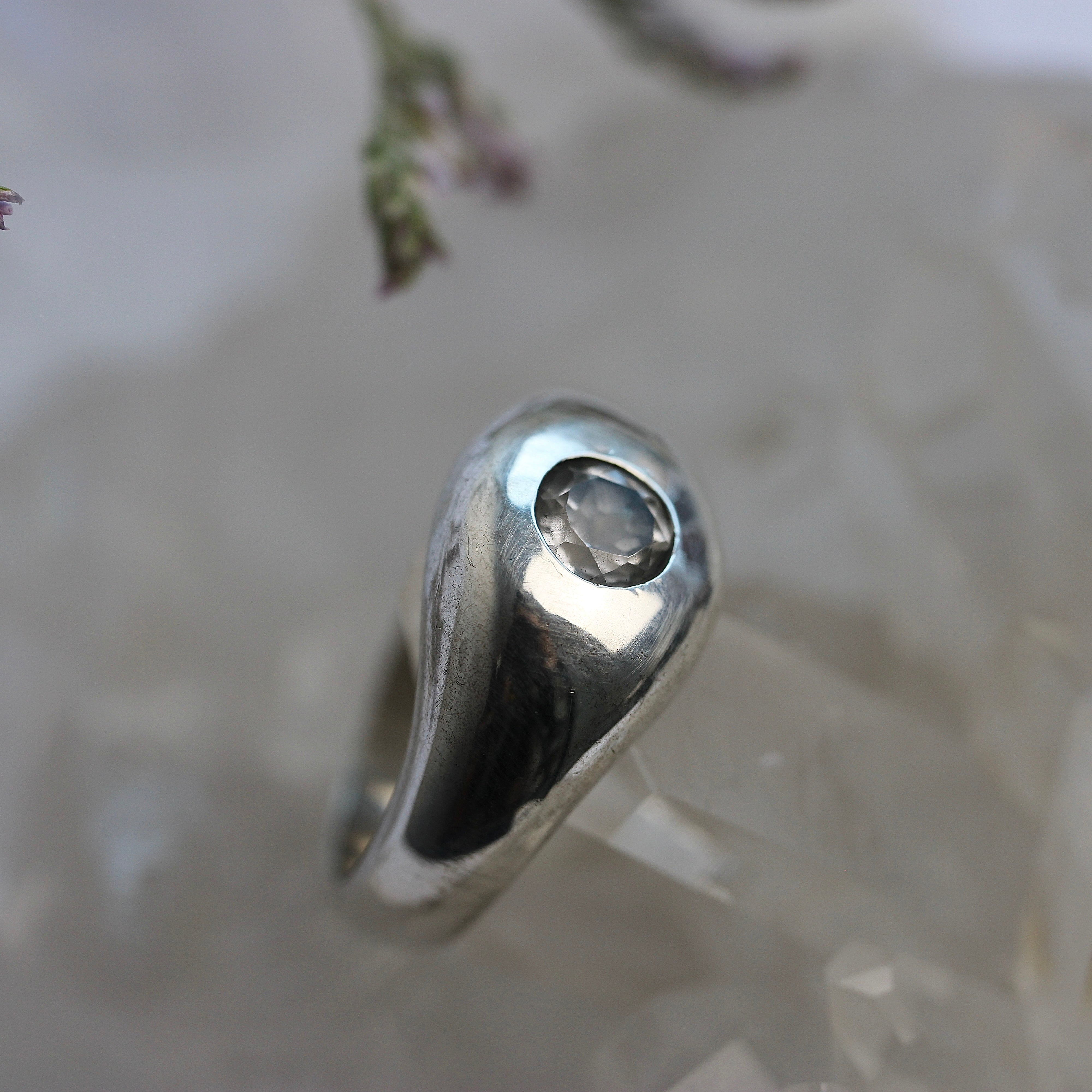 Dome Ring - Clear Quartz - Sterling Silver - Ready to Ship