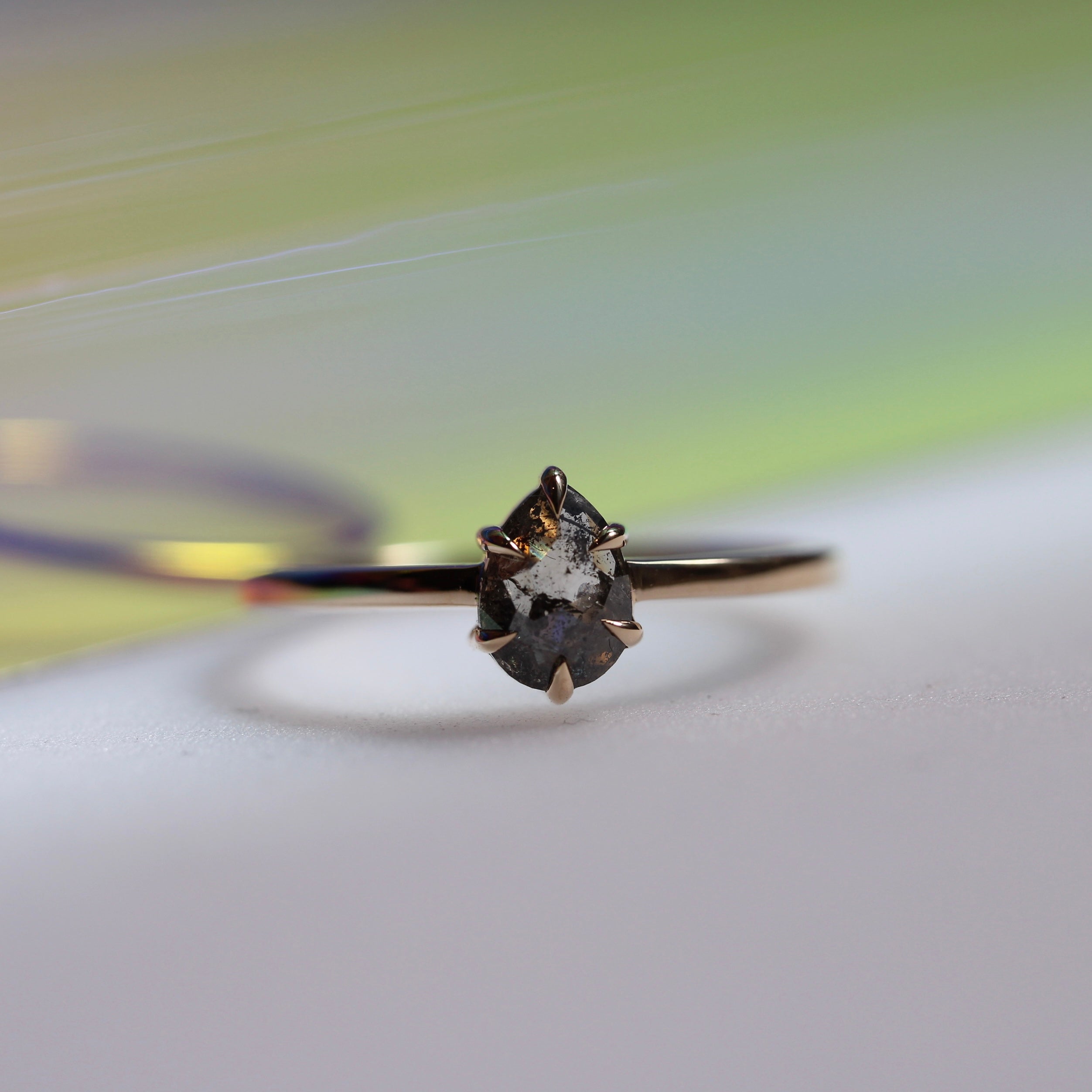 Bespoke  -  Salt + Pepper 6 Claw Solitaire - Yellow Gold