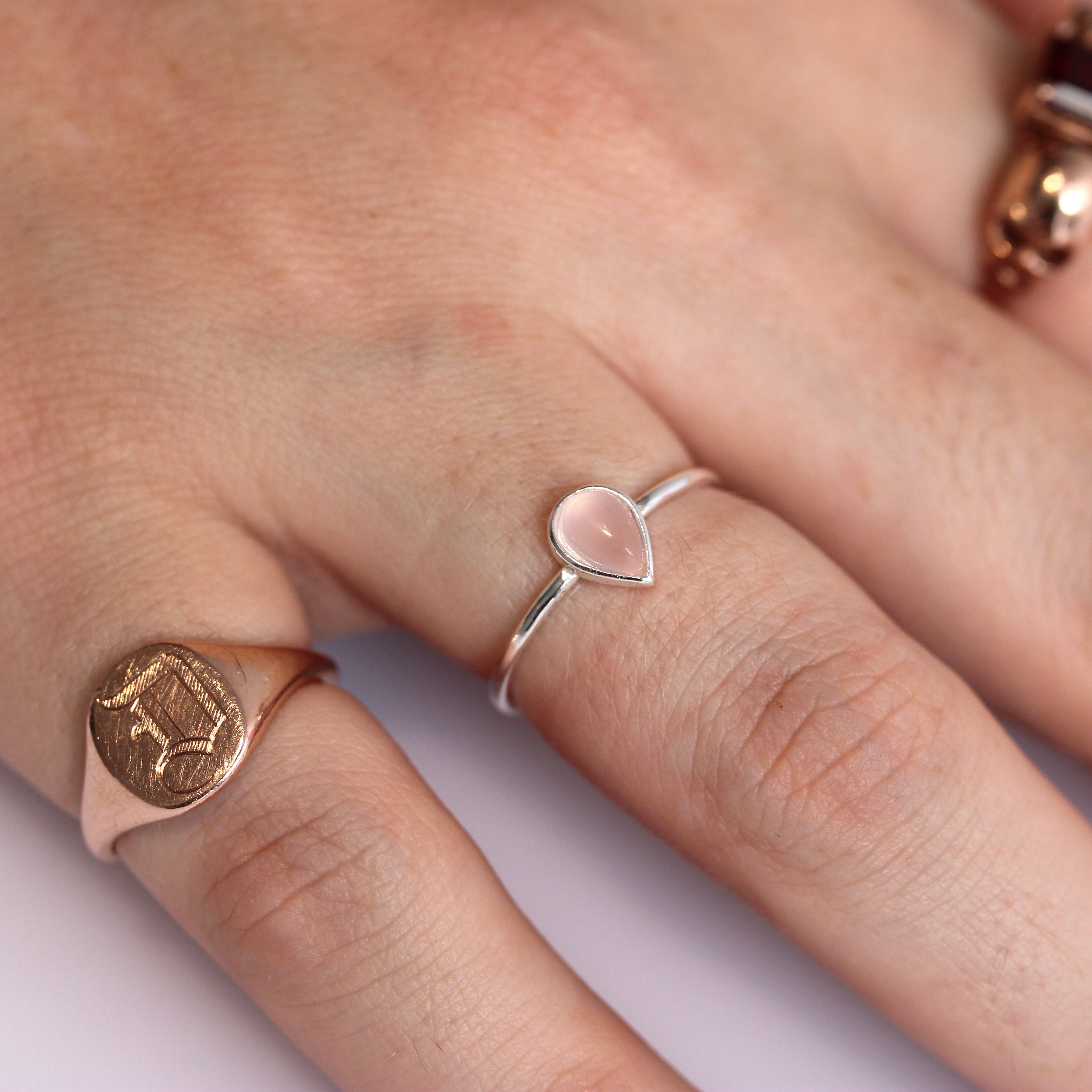 Rose gold rose clearance quartz ring