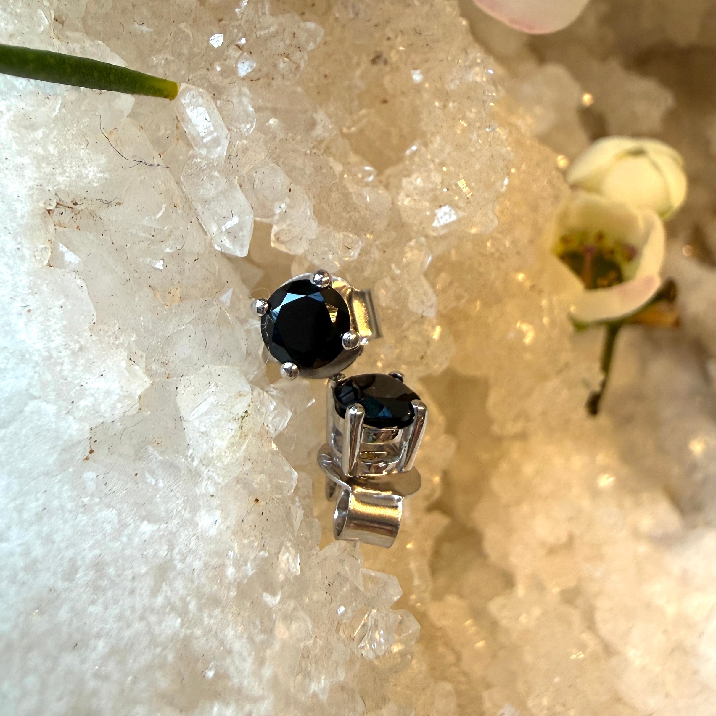 JULY SALE - Black Tourmaline Earrings - Sterling Silver