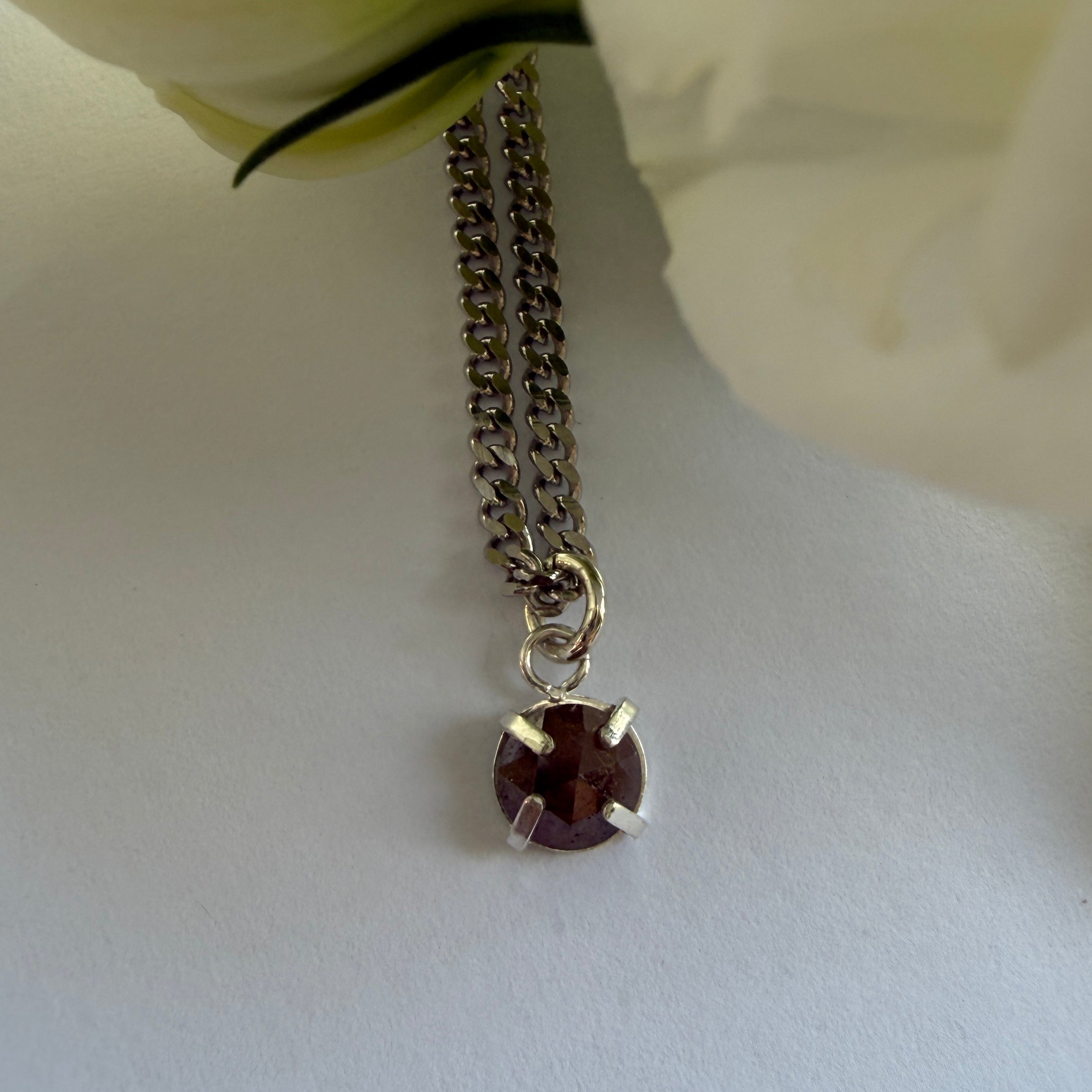 JULY SALE - 6mm Rose Cut Brown Diamond necklace