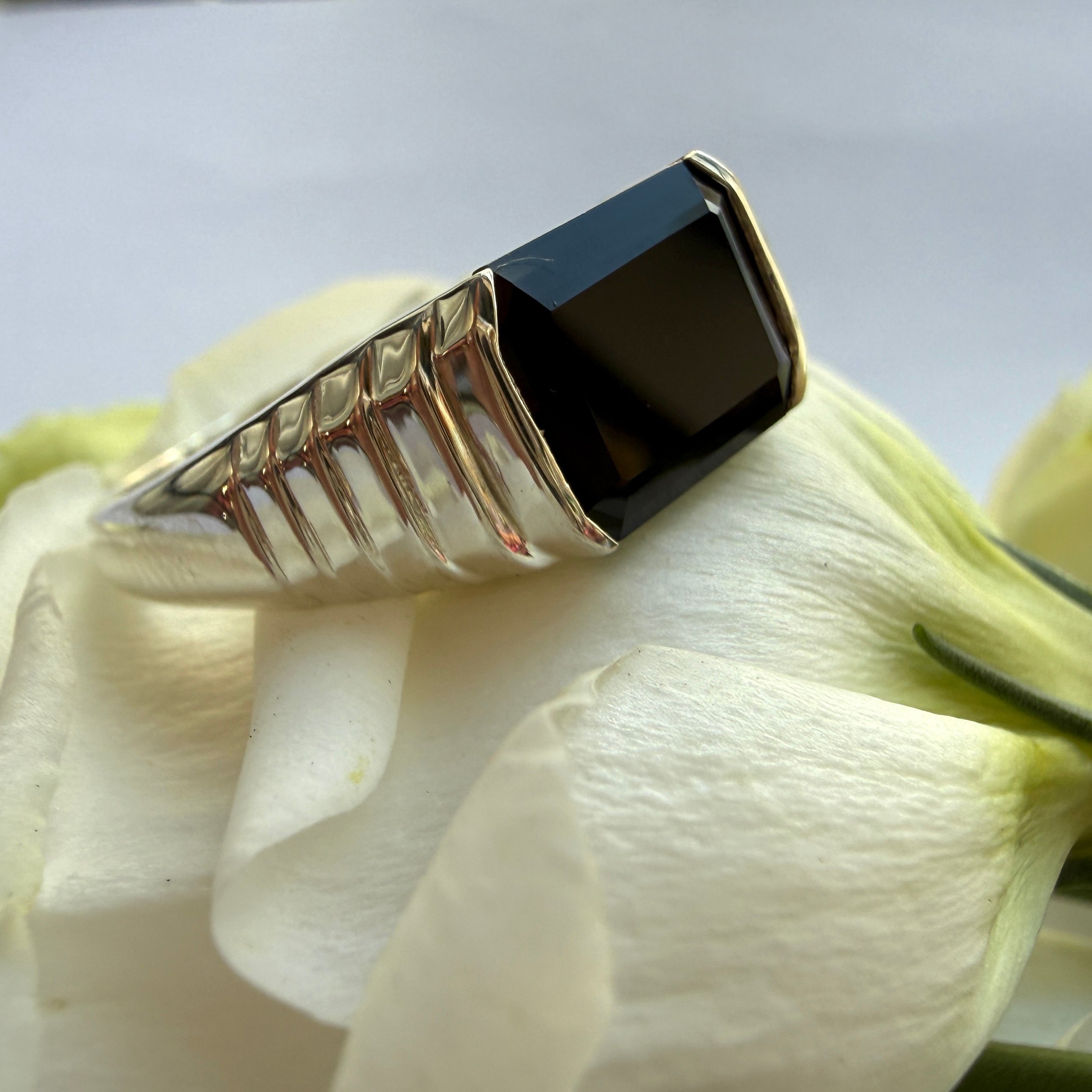JULY SALE - Geo Signet with Black Onyx - Size 10 3/4 (V)