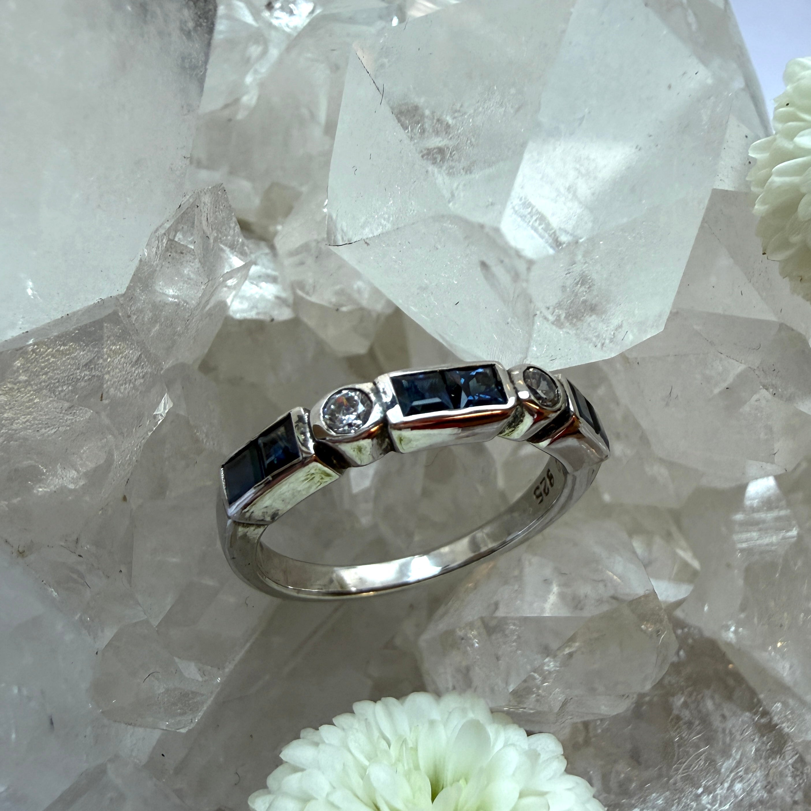 JULY SALE - VINTAGE BIJOUX - Sterling Silver Sapphire Ring