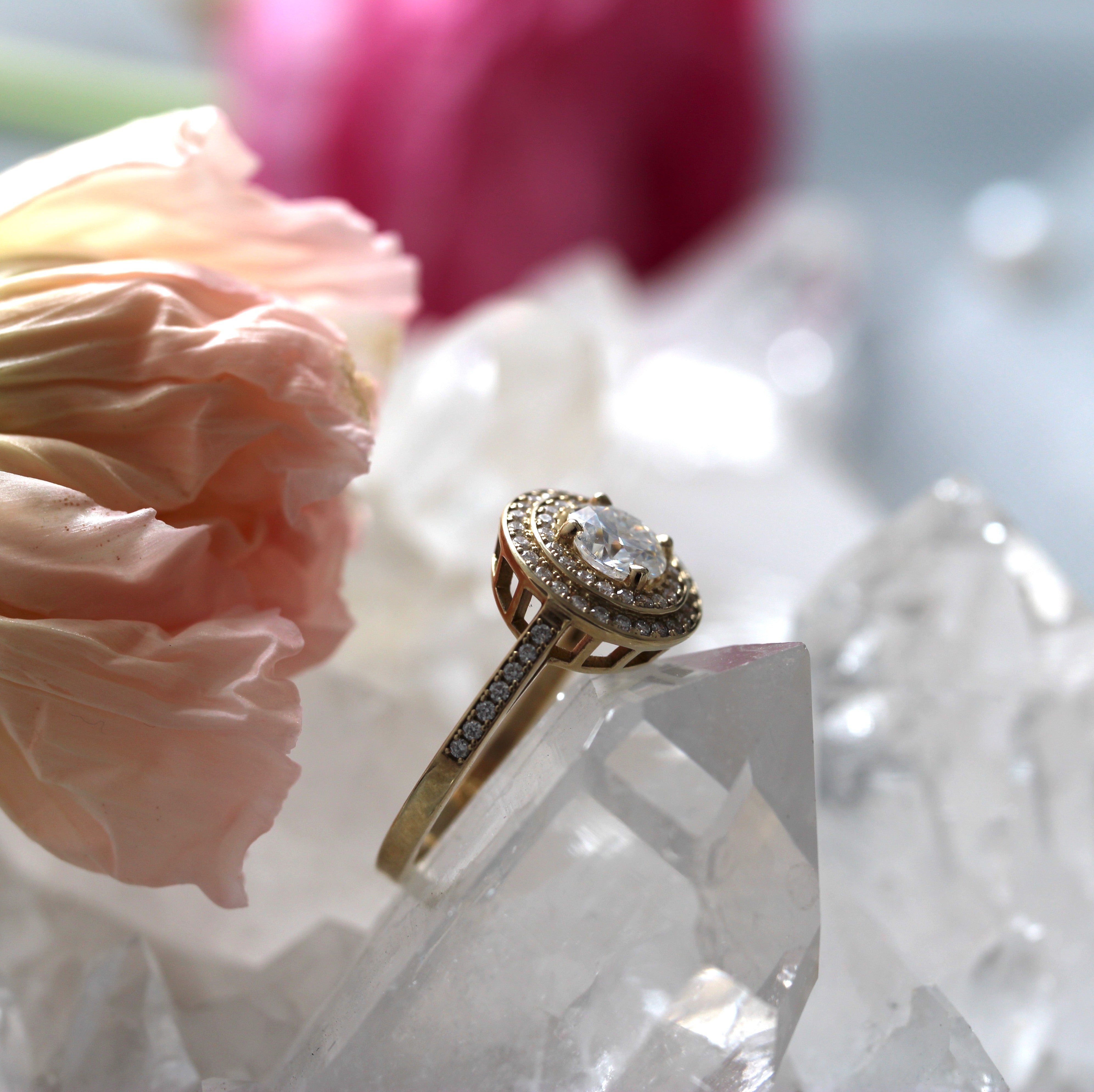 Double Halo - Moissanite - Yellow Gold - Ready to Ship