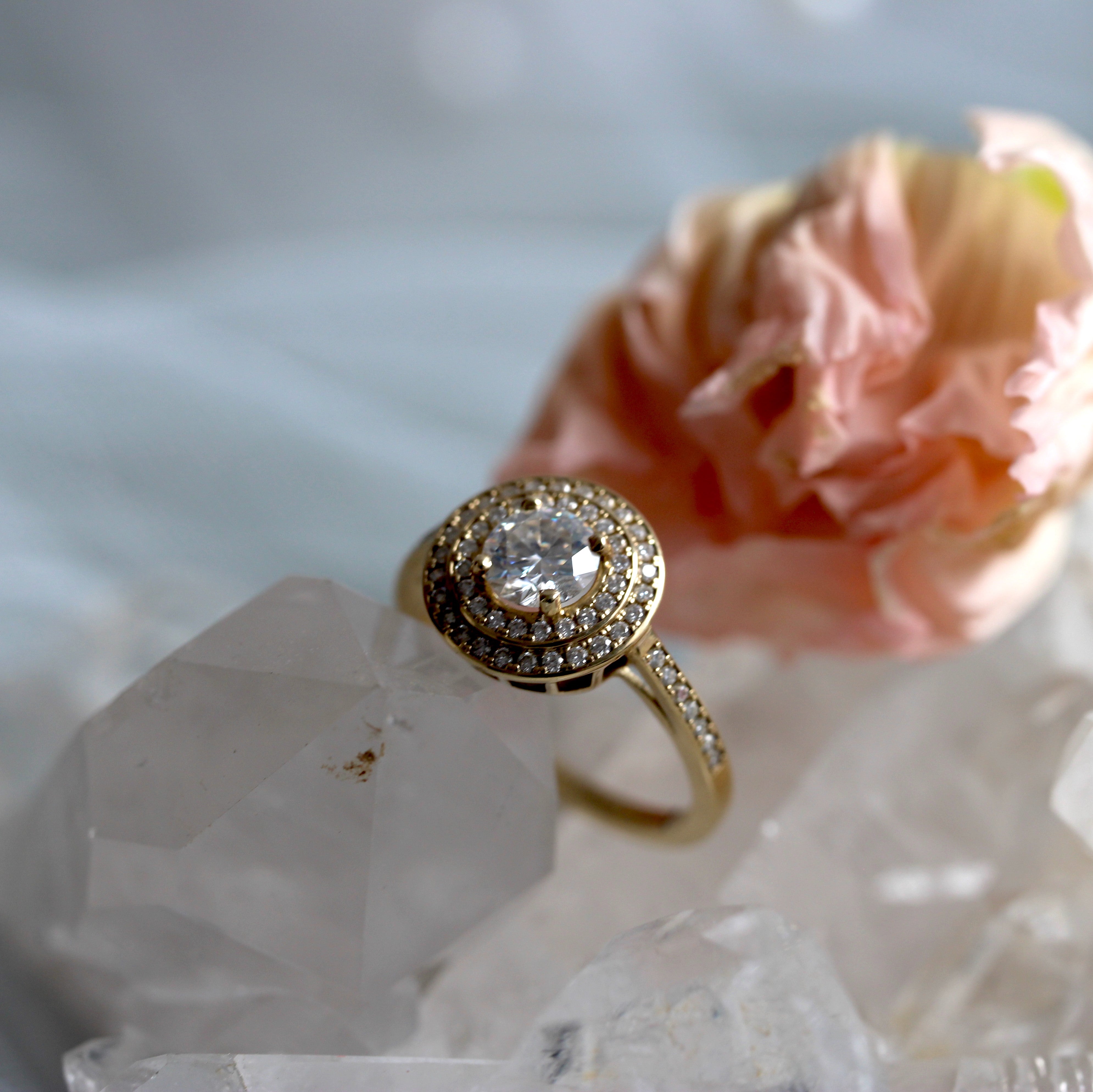 Double Halo - Moissanite - Yellow Gold - Ready to Ship