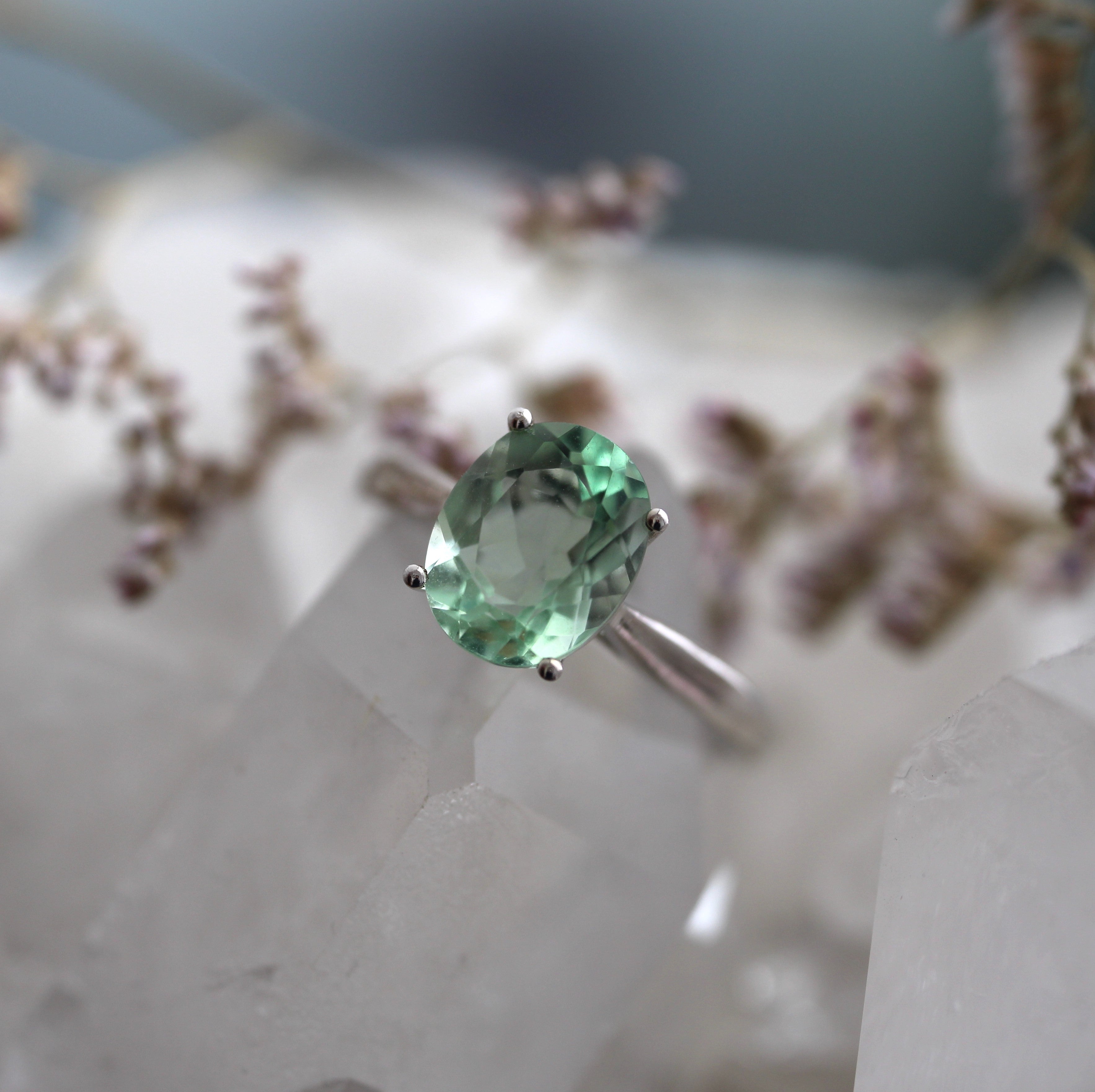 Green Flourite Kitsune Ring - Ready to Ship