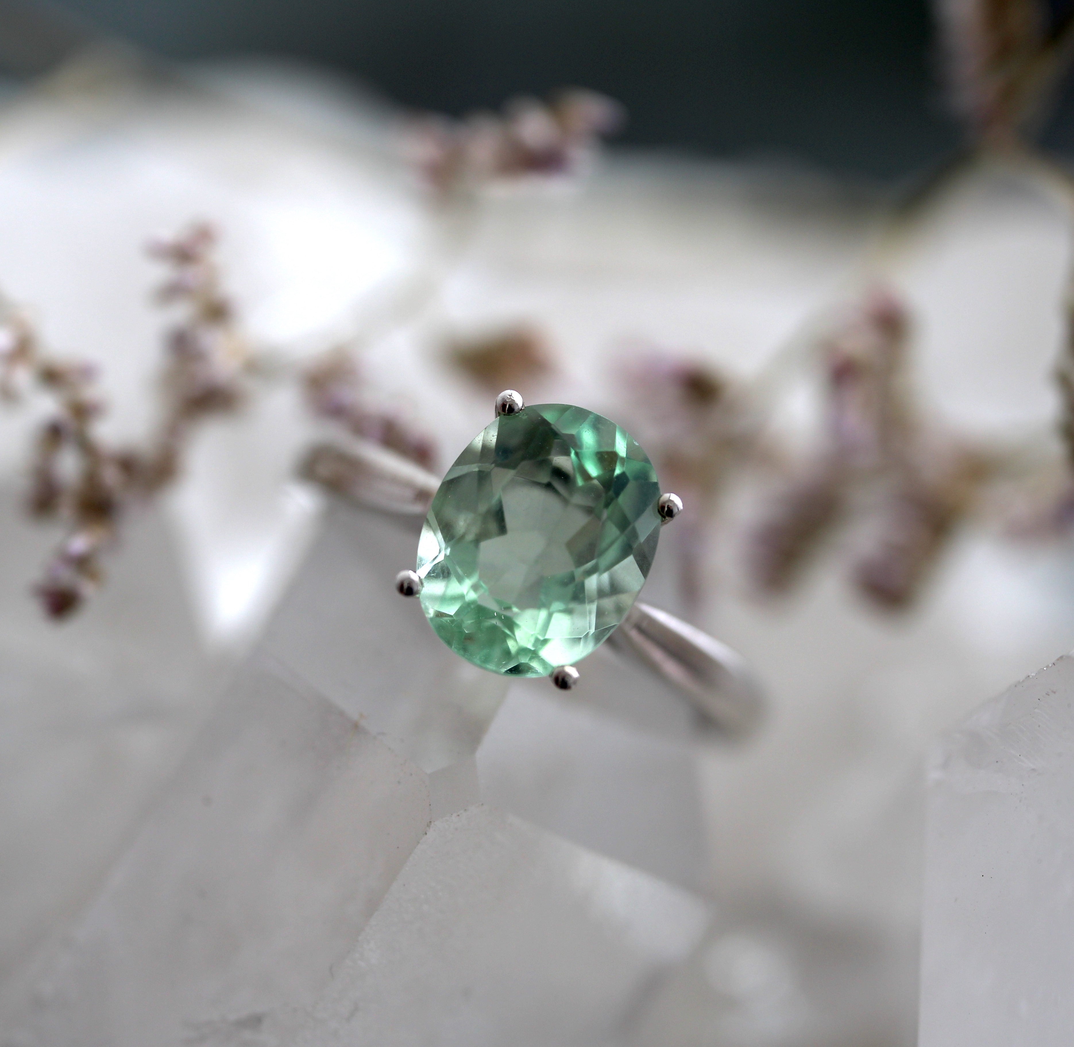 Green Flourite Kitsune Ring - Ready to Ship