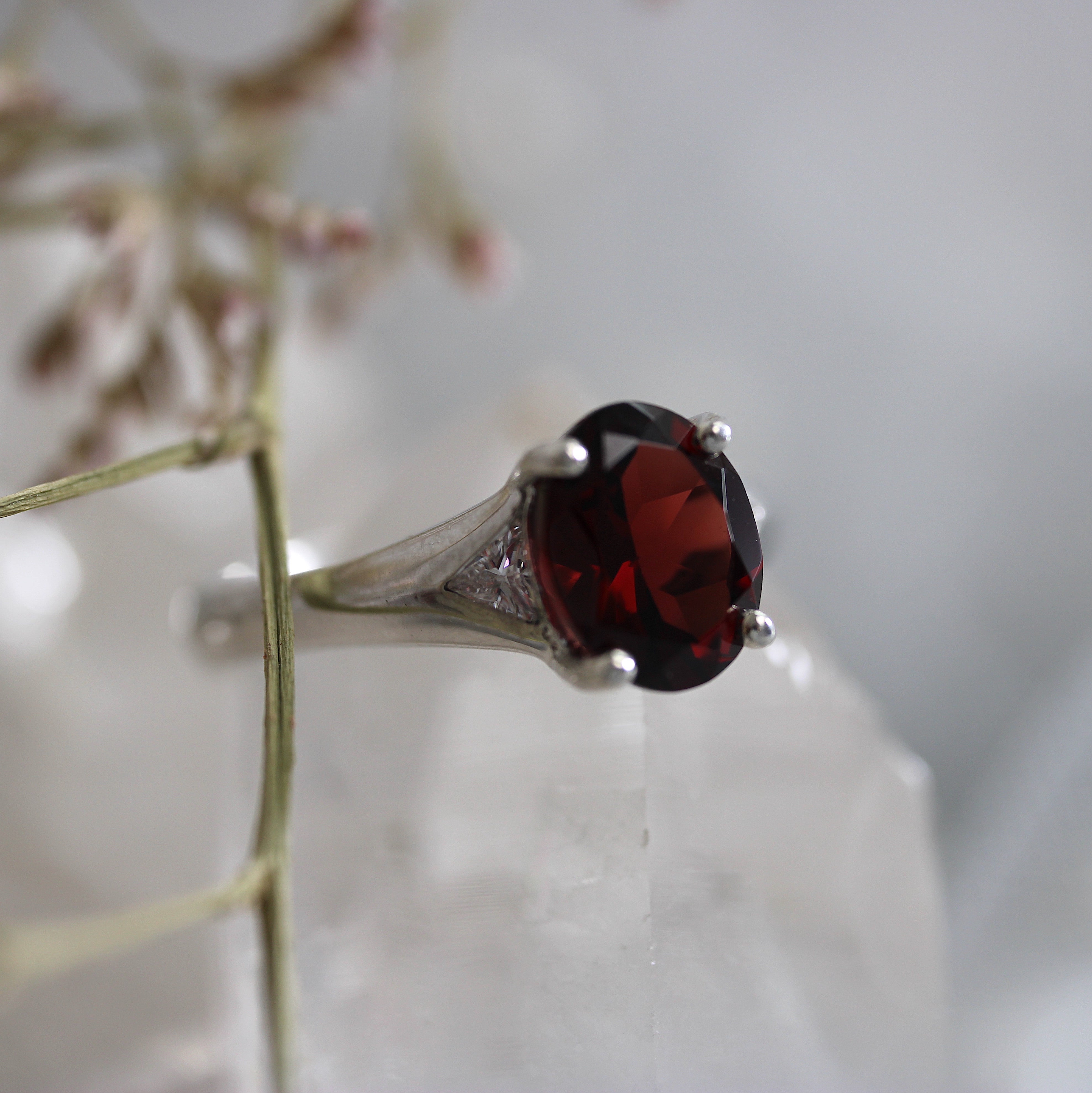 3.06CT Garnet Ring Sterling Silver - Ready To Ship