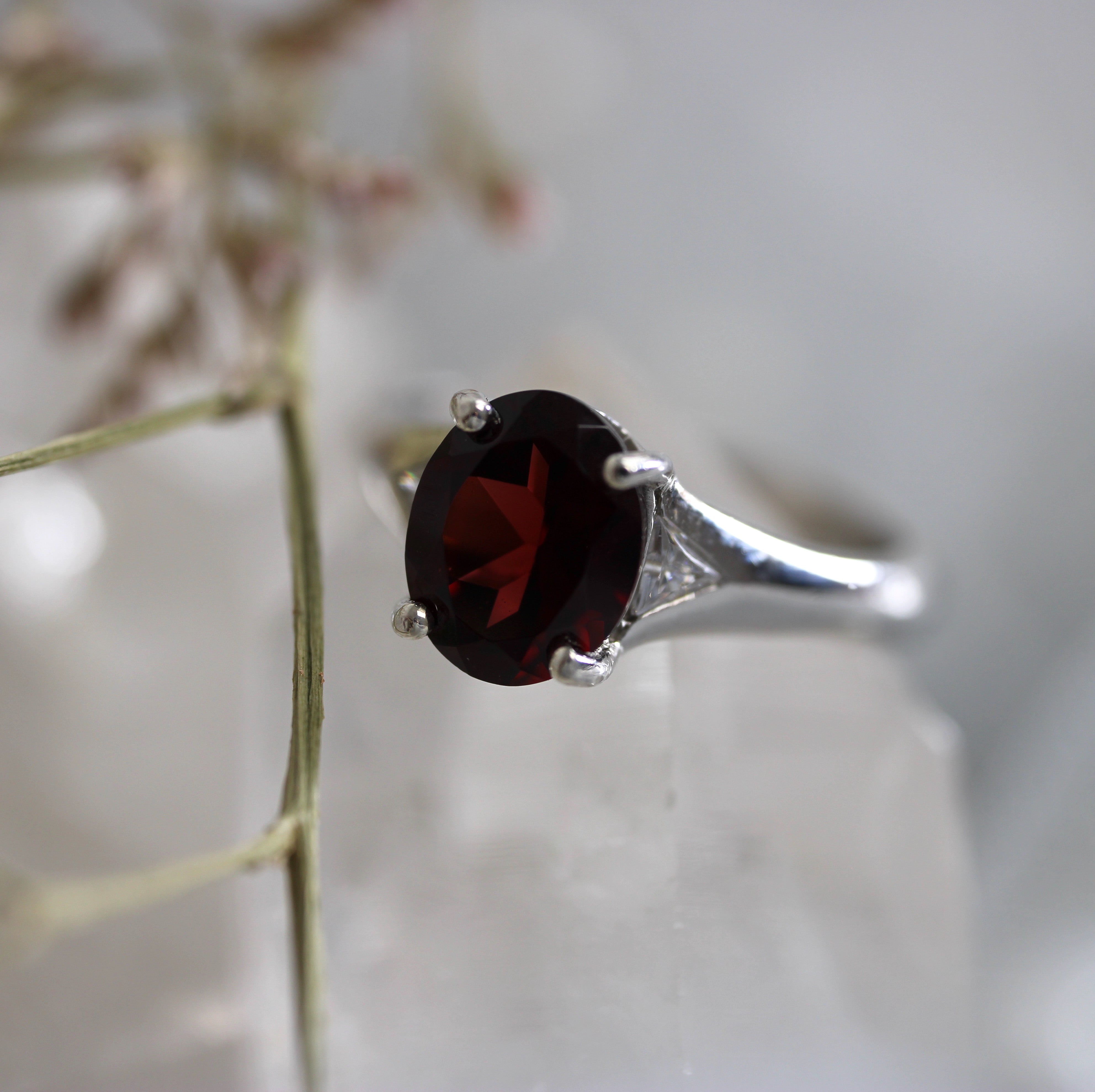 3.06CT Garnet Ring Sterling Silver - Ready To Ship