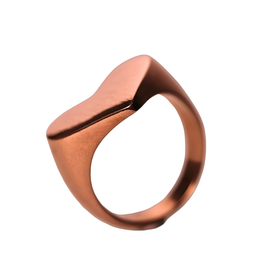 $ALE - Solid Heart Signet - 9ct Rose Gold  - Size O